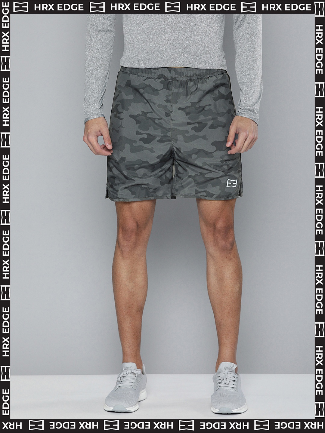

HRX By Hrithik Roshan EDGE Lifestyle Men Anthracite Rapid-Dry AOP Shorts, Grey