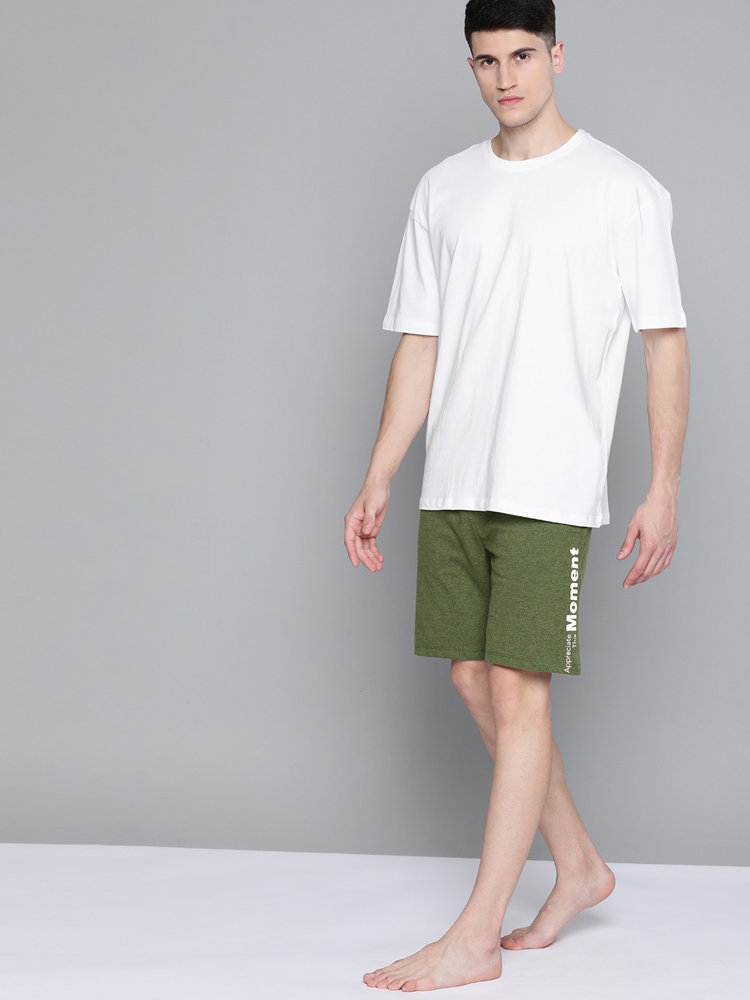 

HRX By Hrithik Roshan Yoga Men Winter moss Pure Cotton Melange Rapid-Dry Solid Sustainable Shorts, Olive