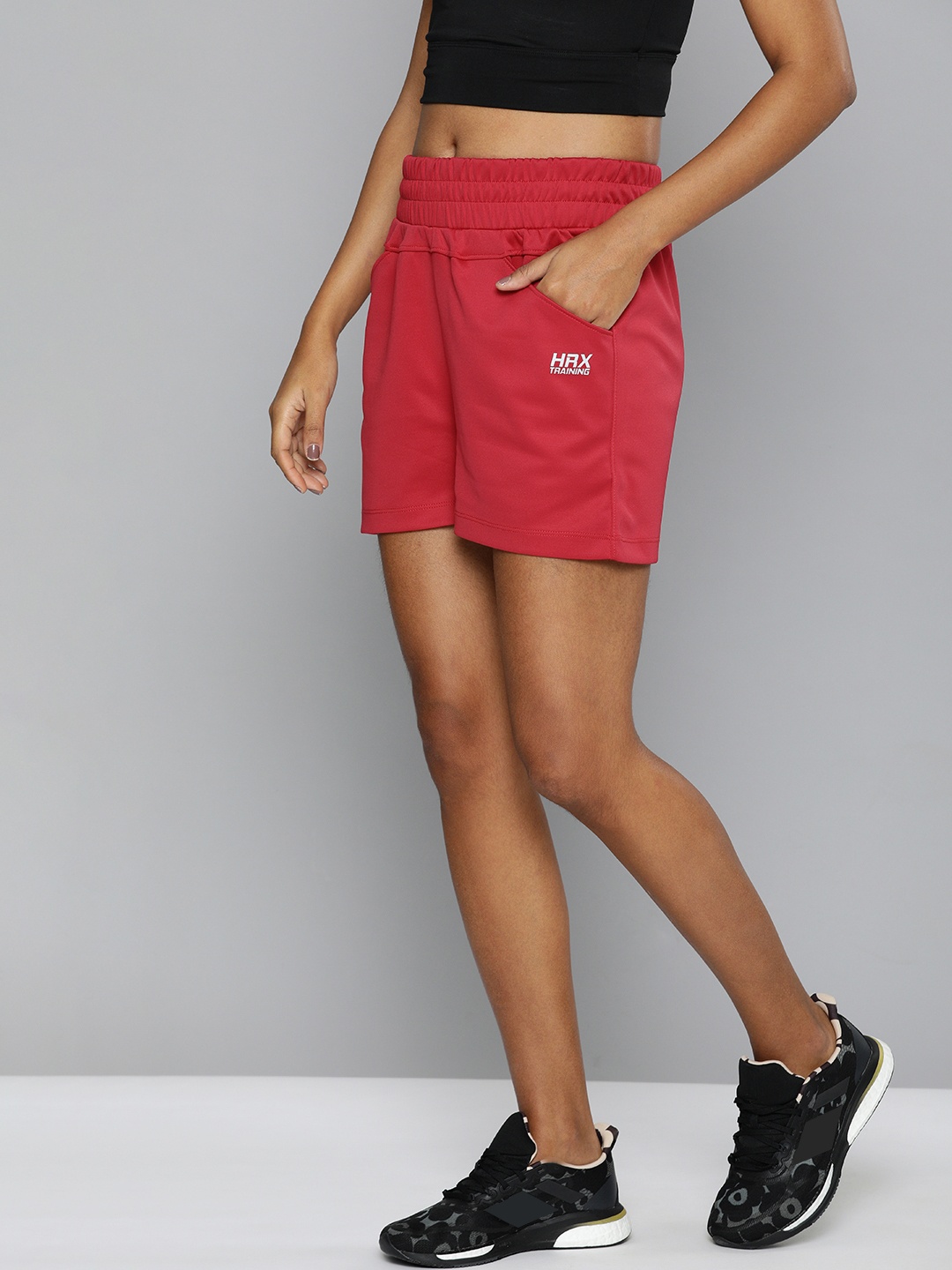 

HRX By Hrithik Roshan Women Coral Pink Rapid-Dry Solid Training Shorts