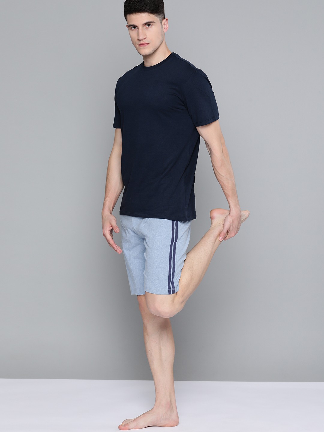 

HRX By Hrithik Roshan Yoga Men Blue Melange Pure Cotton Rapid-Dry Solid Sustainable Shorts