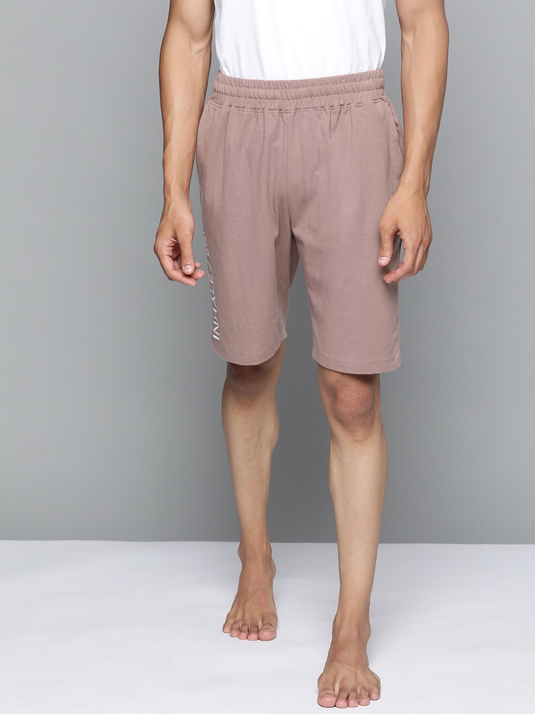 

HRX By Hrithik Roshan Yoga Men Mauve Pure Cotton Rapid-Dry Typography Sustainable Shorts