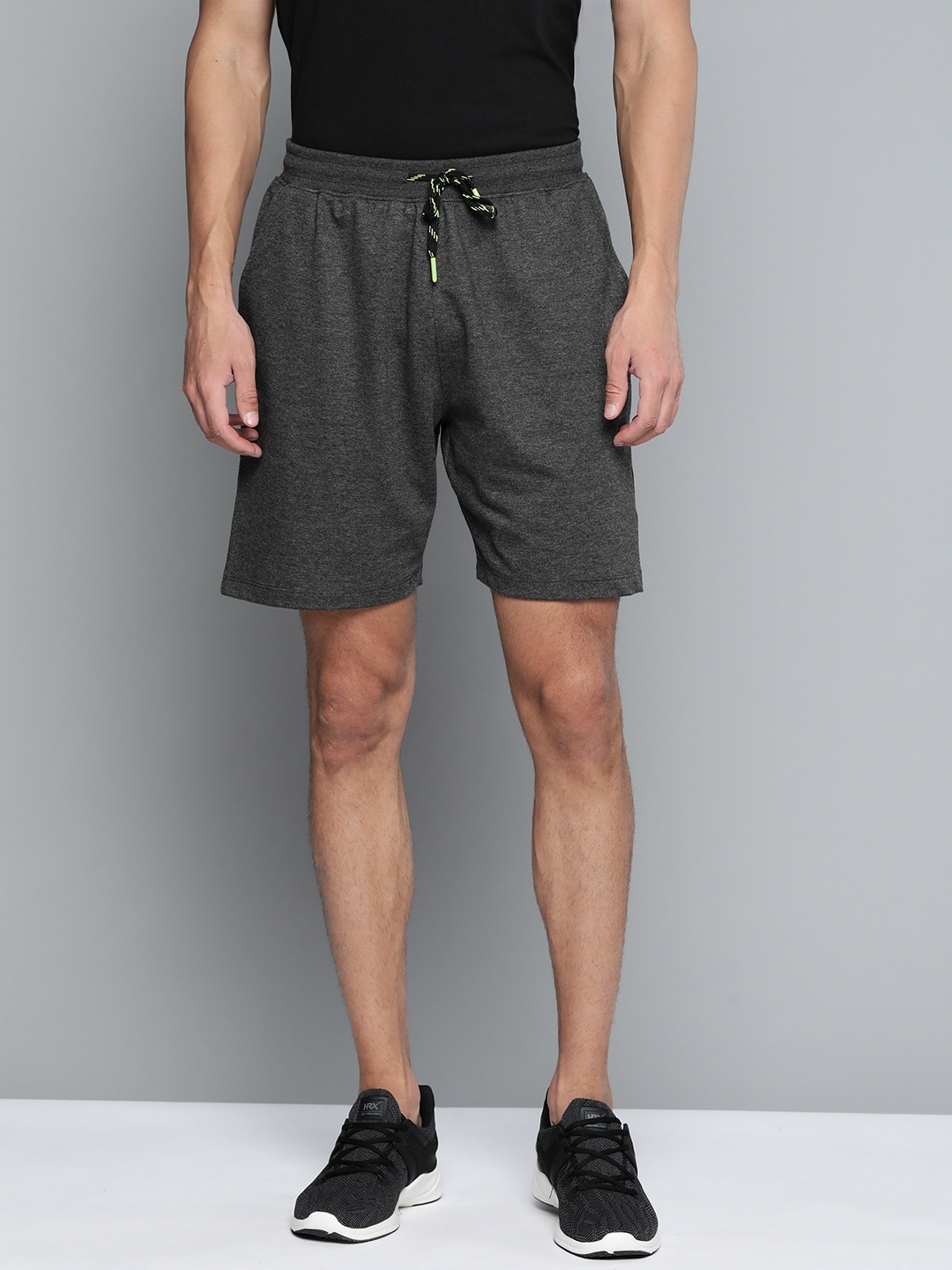 

HRX By Hrithik Roshan Lifestyle Men Anthra Melange Bio-Wash Shorts, Charcoal