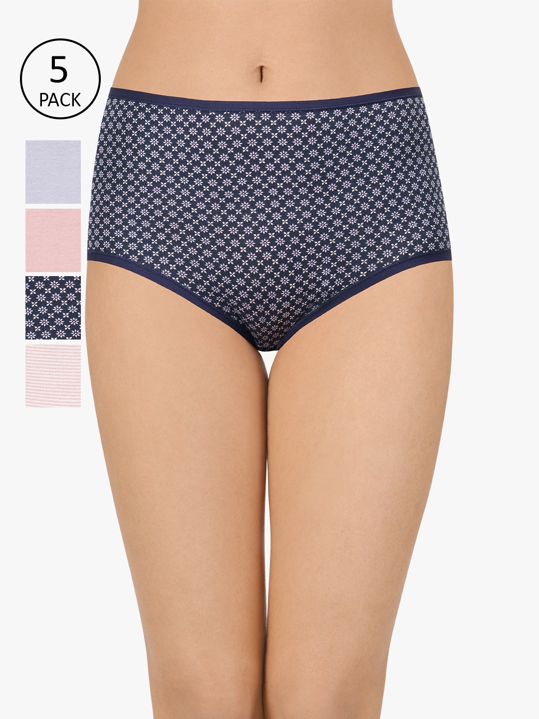 

every de by amante Pack Of 5 Multicoloured Printed High Rise Full Briefs EK251-DITSY, Multi