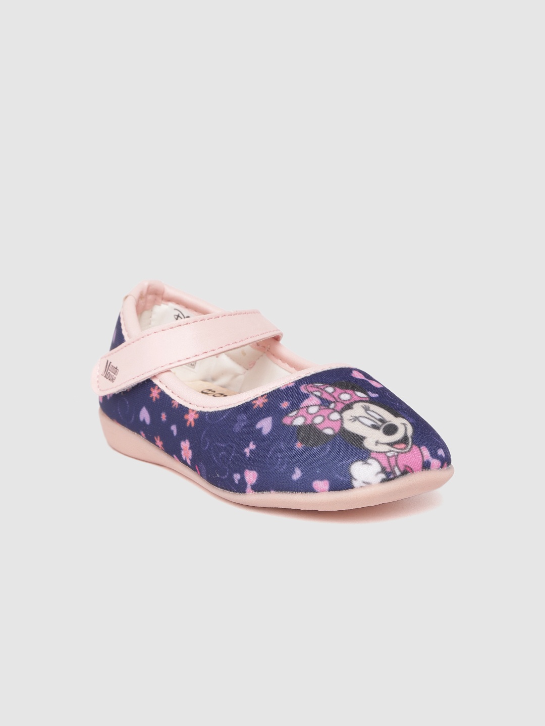 

Disney Minnie by toothless Girls Navy & Pink Printed Mary Janes, Navy blue