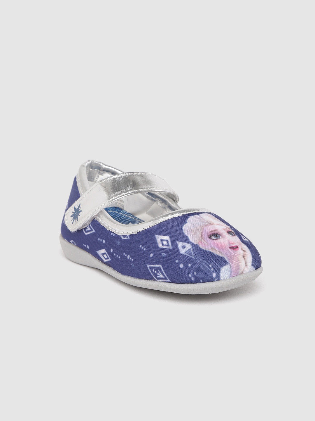 

Disney Frozen by toothless Girls Navy Blue & White Elsa Print Mary Janes