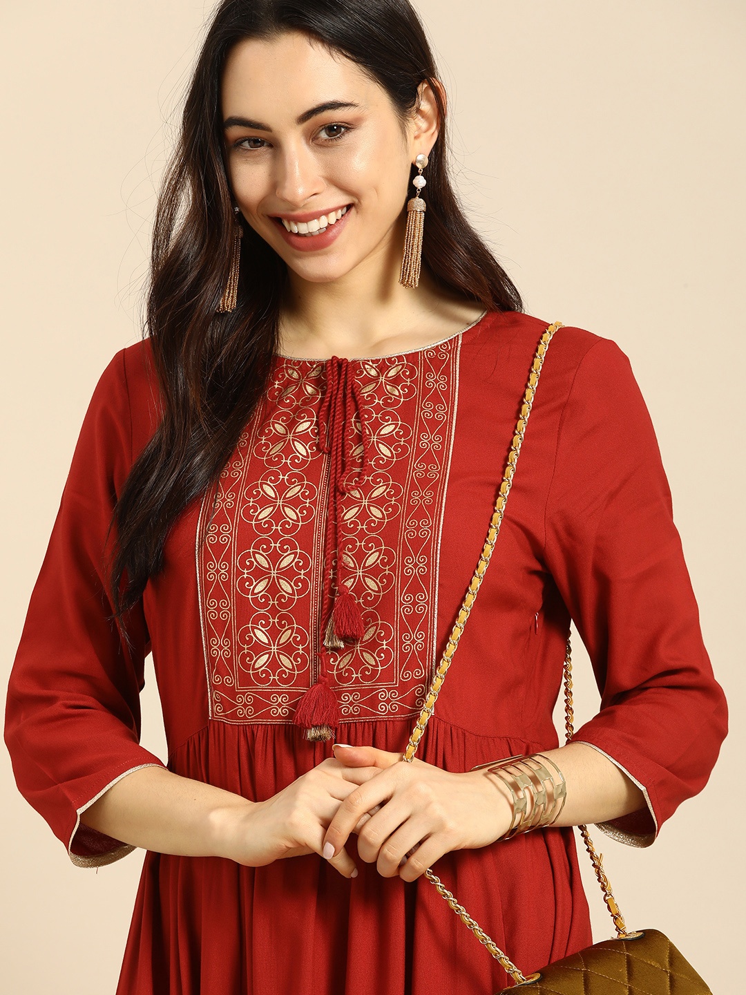 

all about you Red Floral Tie-Up Neck Maxi Dress