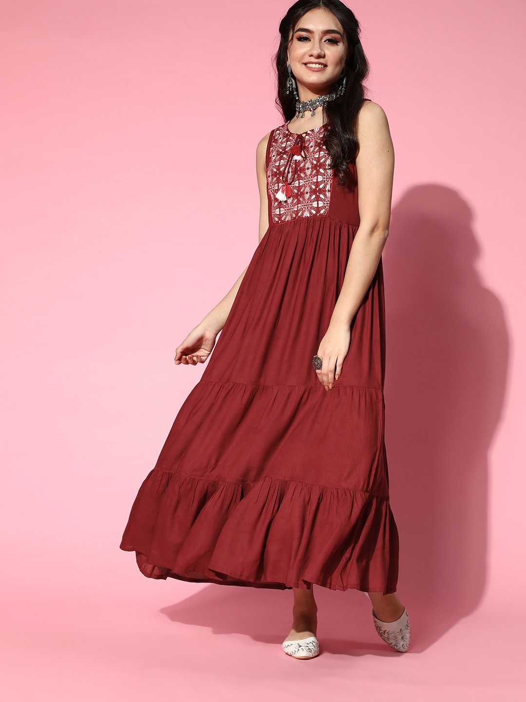 

all about you Women Gorgeous Red Ethnic Motifs Dress