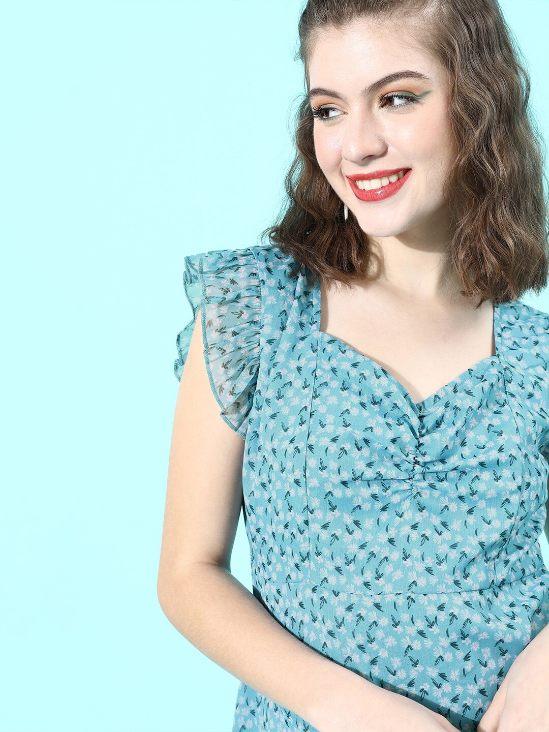 

HERE&NOW Blue Polka Dotted A-Line Dress