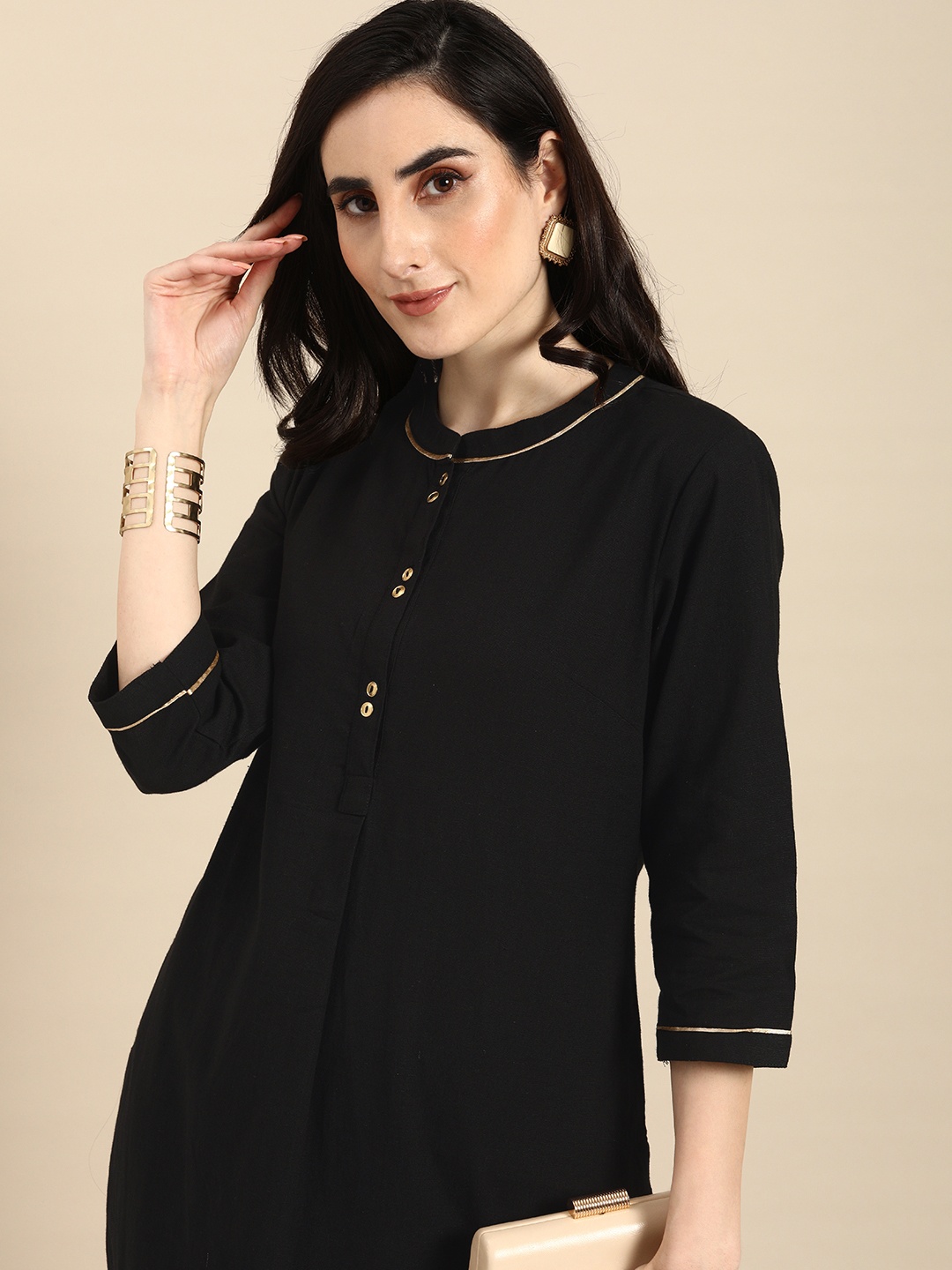 

all about you Women Black Straight Kurta