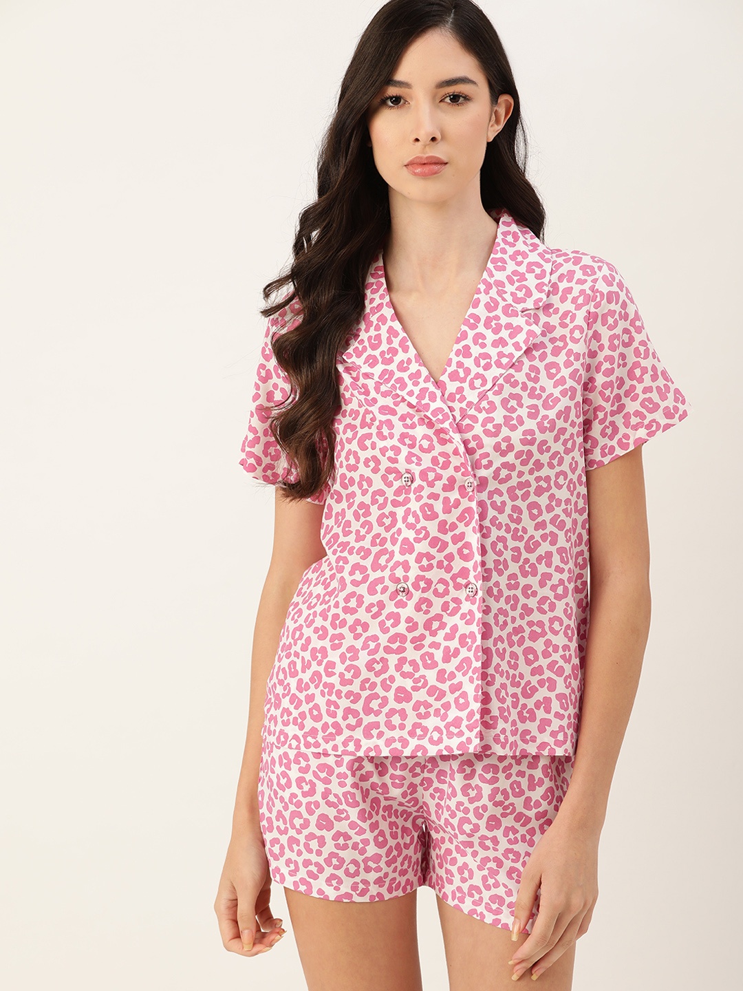 

ETC Women Pink & White Animal Printed Night suit