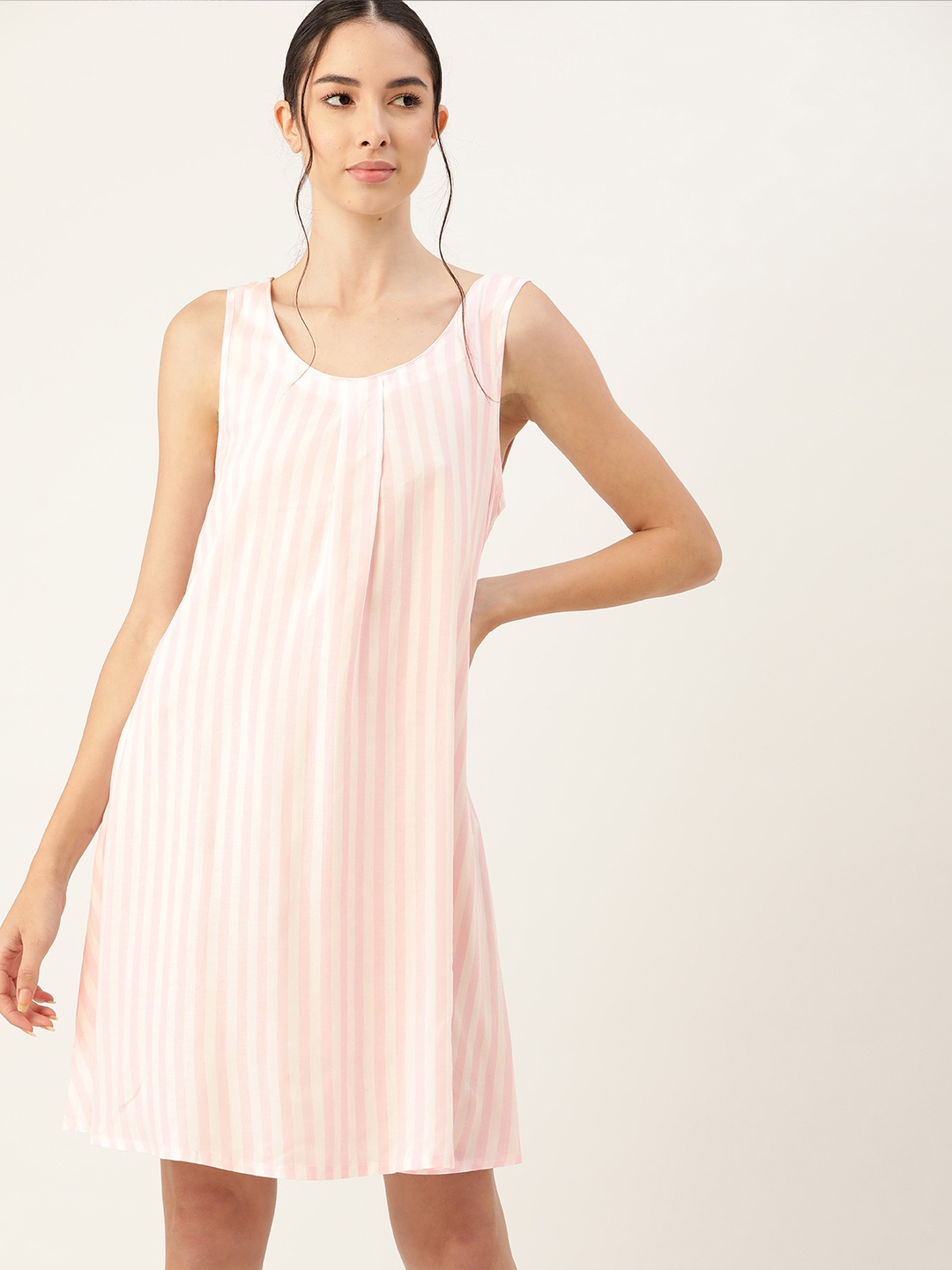 

ETC Women Pink & White Striped Nightdress