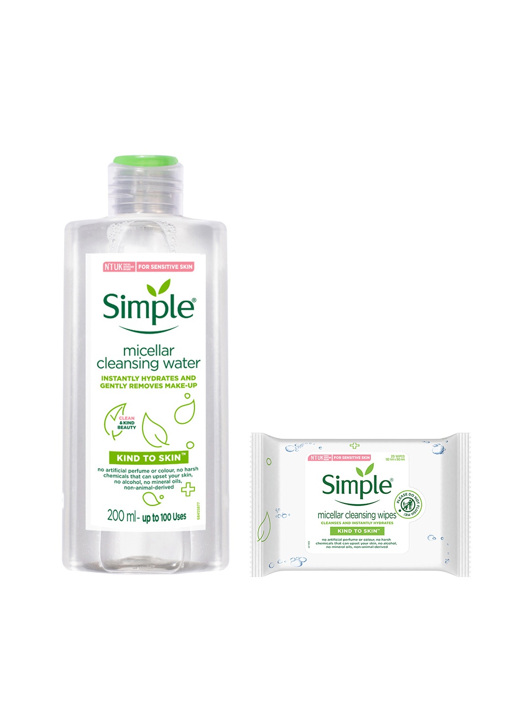 

Simple Women Set of Micellar Cleansing Water & Wipes, White