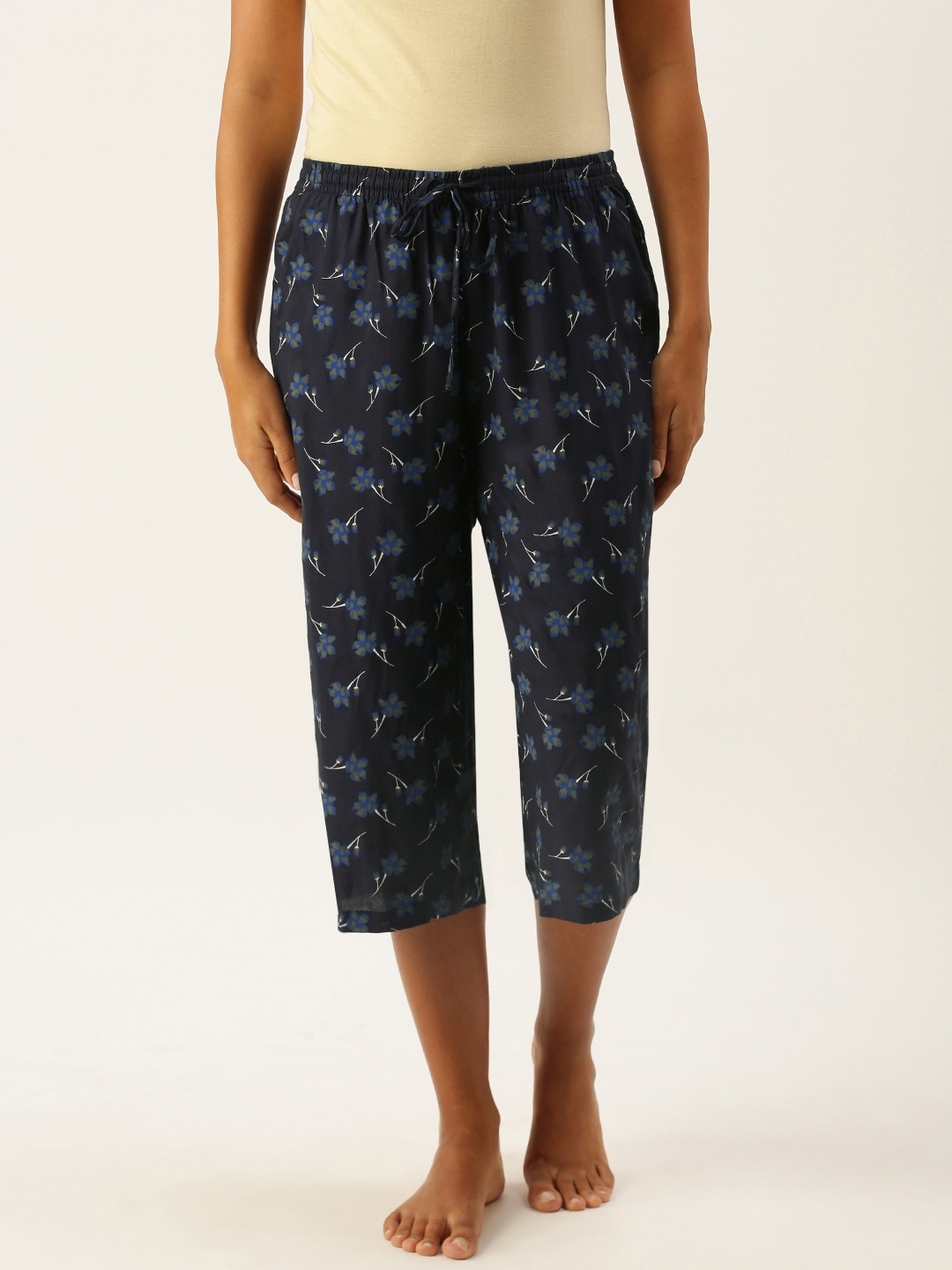 

ETC Women Navy Blue Floral Printed Lounge Capris