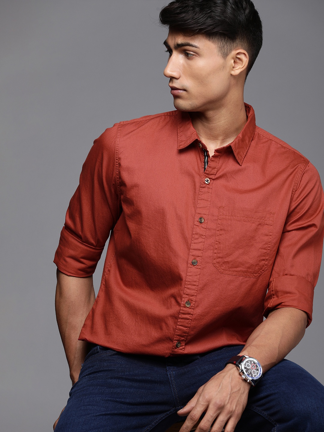 

WROGN Men Red Slim Fit Casual Shirt