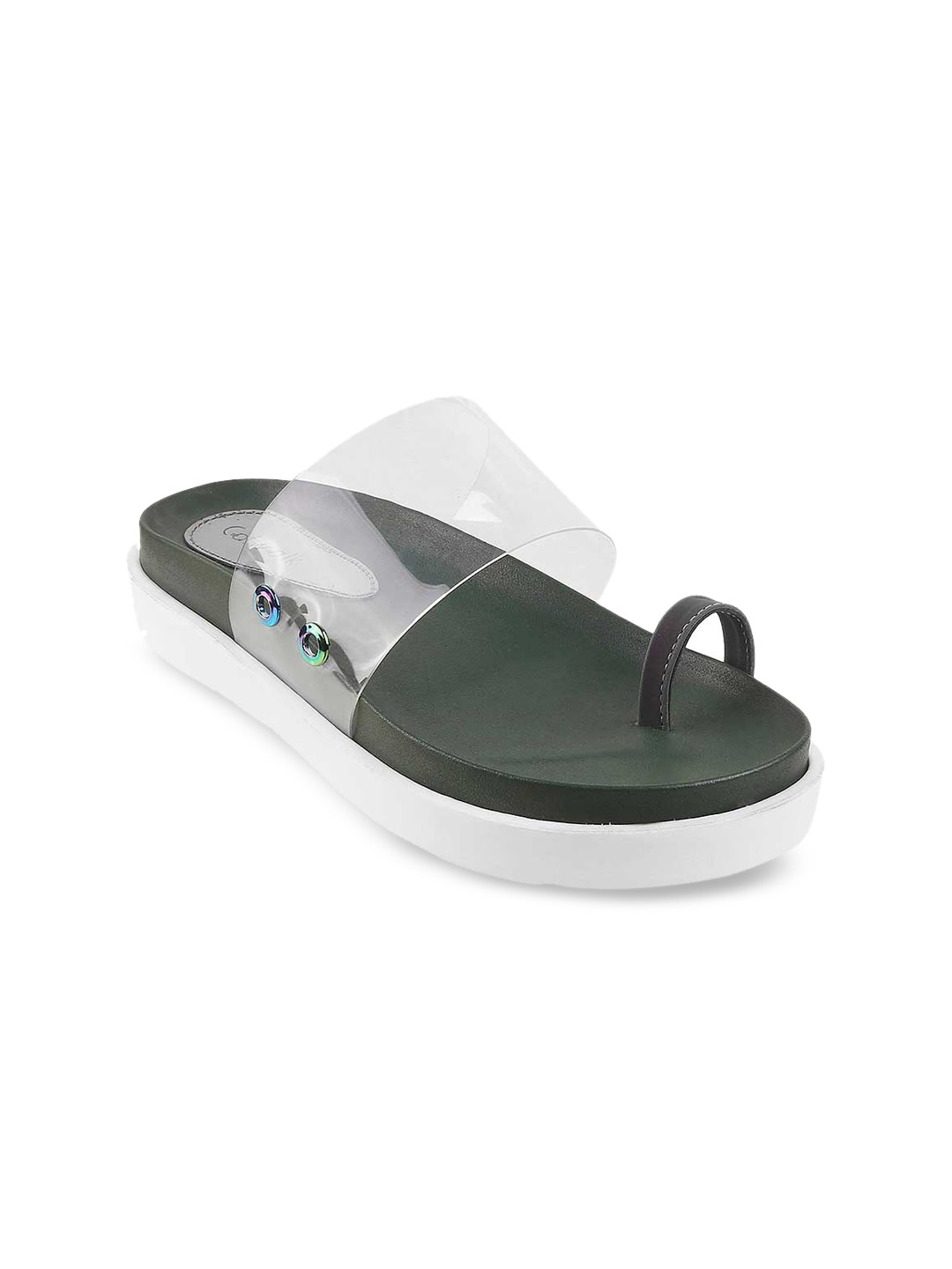 

Catwalk Women Green Colourblocked One Toe Flats with Buckles