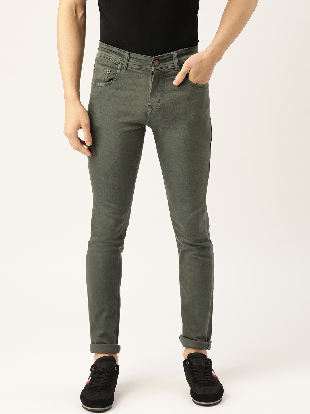 

PARIS HAMILTON Men Olive Green Skinny Fit Stretchable Jeans