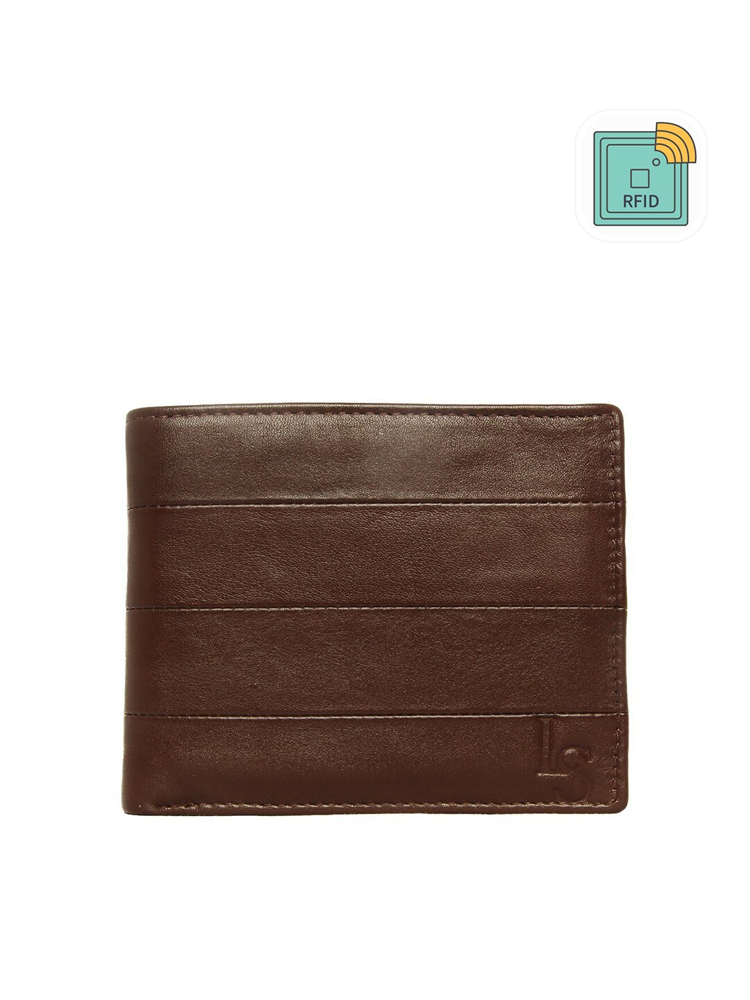 

LOUIS STITCH Men Brown Textured Leather Two Fold Wallet with RFID