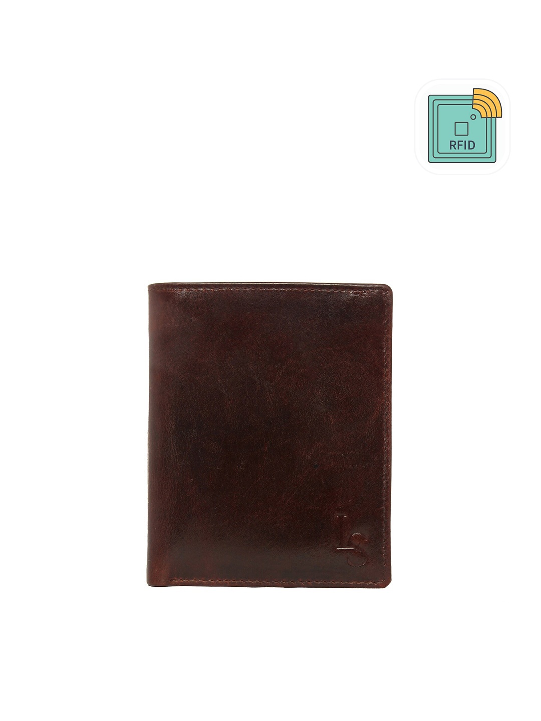 

LOUIS STITCH Men Brown Solid Leather Two Fold Wallet with RFID