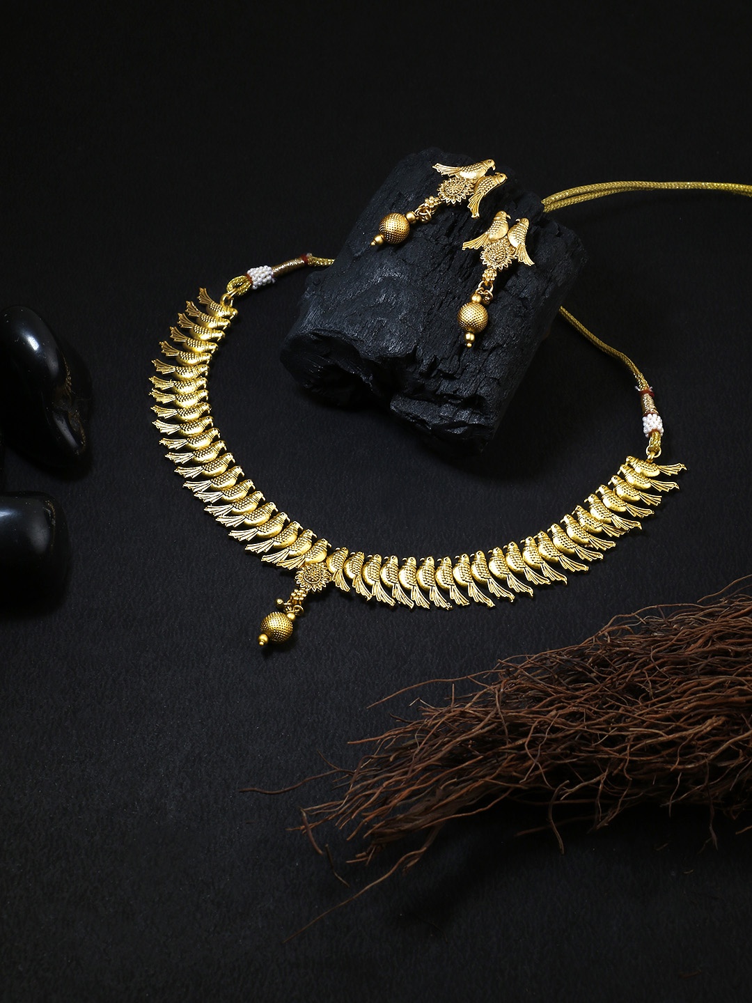 

Adwitiya Collection 24CT Gold-Plated Handcrafted Bird Traditional Jewellery Set