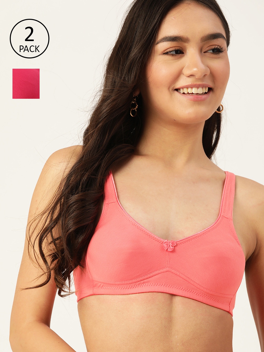 

DressBerry Pack Of 2 Solid T-shirt Bra, Pink