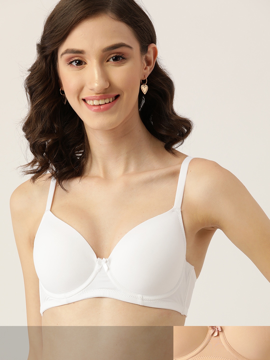 

DressBerry Pack of 2 Solid Bras- Underwired Lightly Padded, Beige