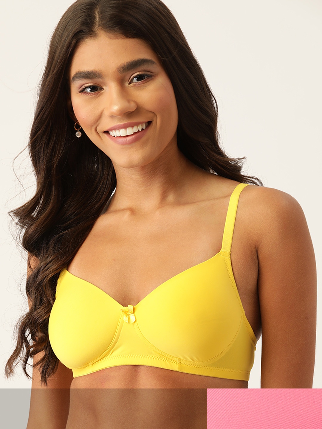 

DressBerry Pack of 2 Solid Lightly Padded Medium Coverage T-shirt Bra, Pink