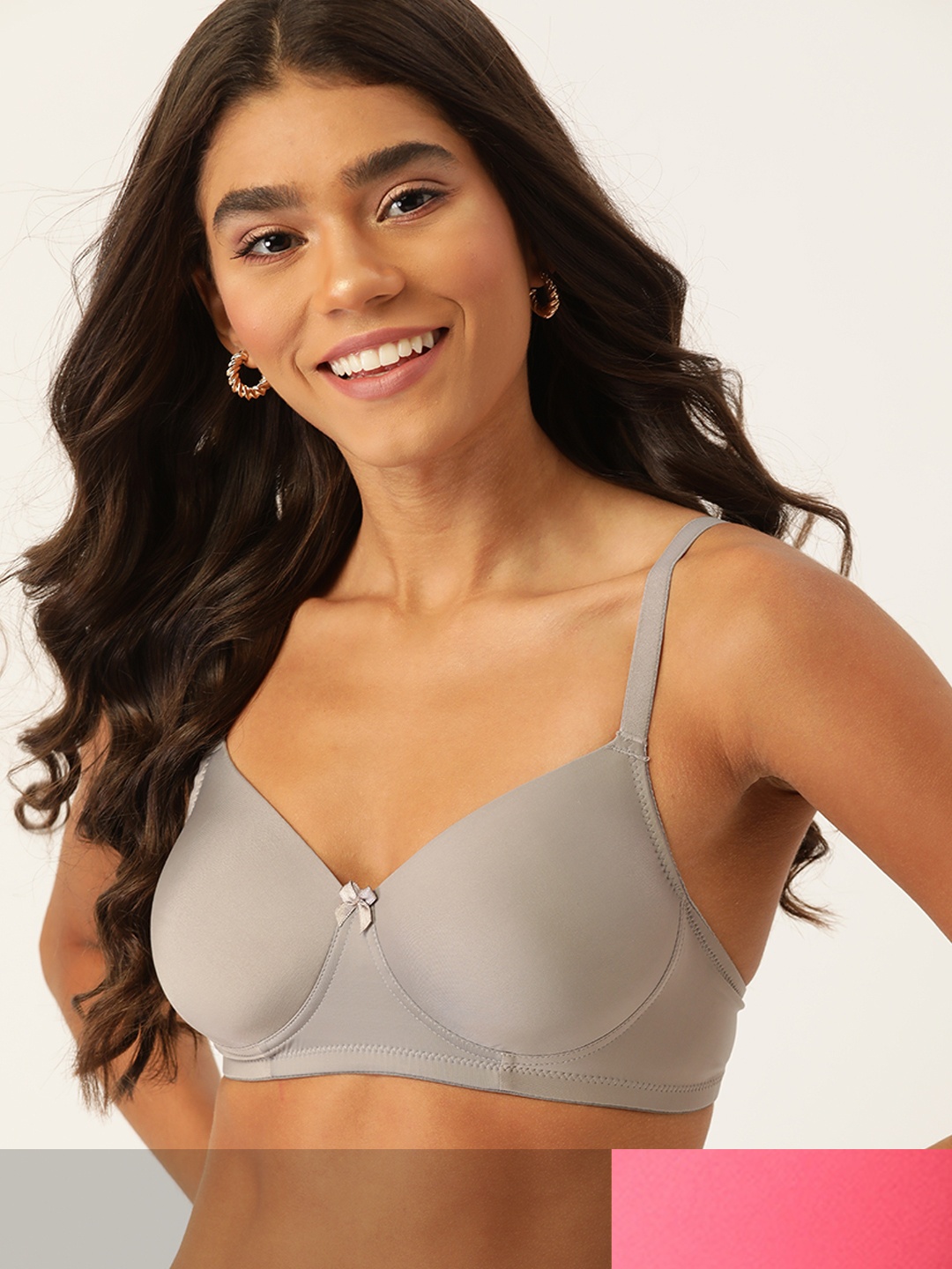 

DressBerry Pack Of Two Medium Coverage Solid T-Shirt Bra, Pink