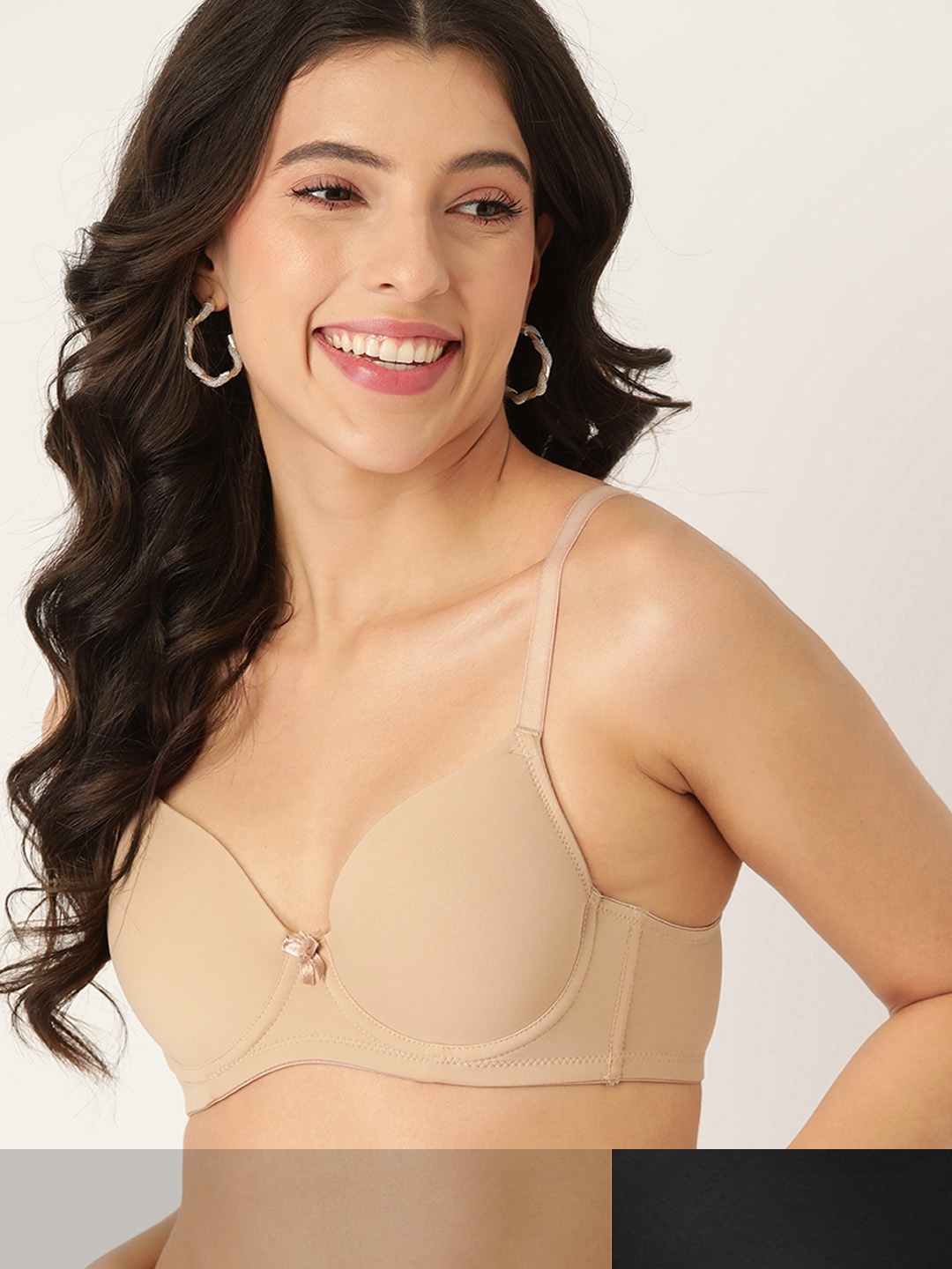 

DressBerry Pack of 2 Solid T-shirt Bras - Underwired Lightly Padded, Nude