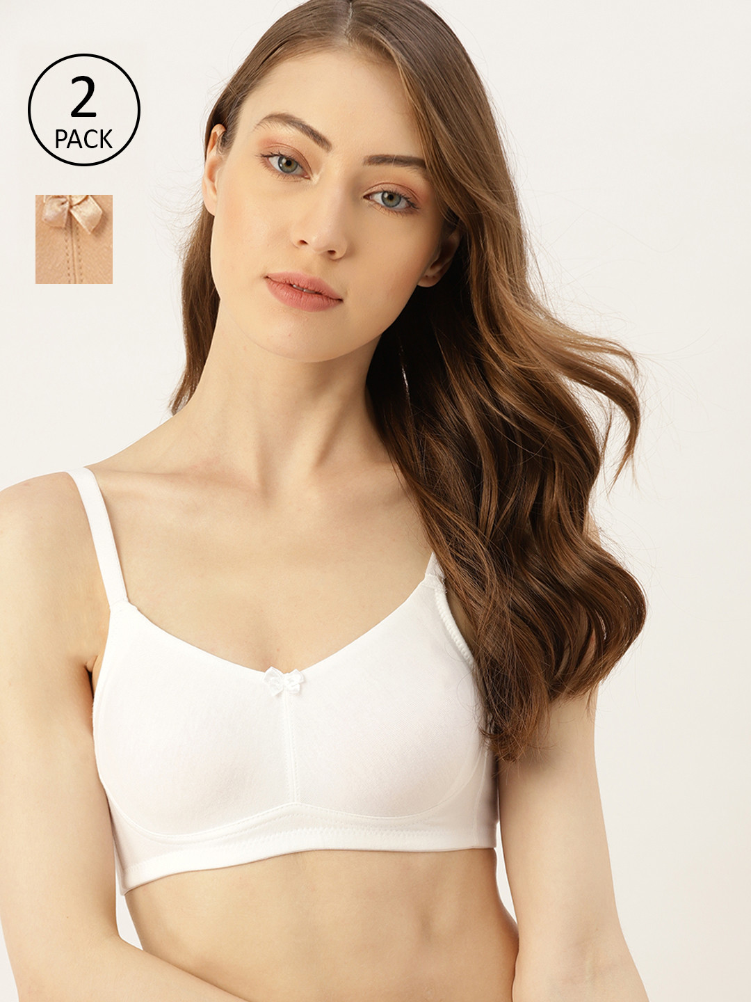 

DressBerry Pack of 2 Solid T-shirt Bras, White