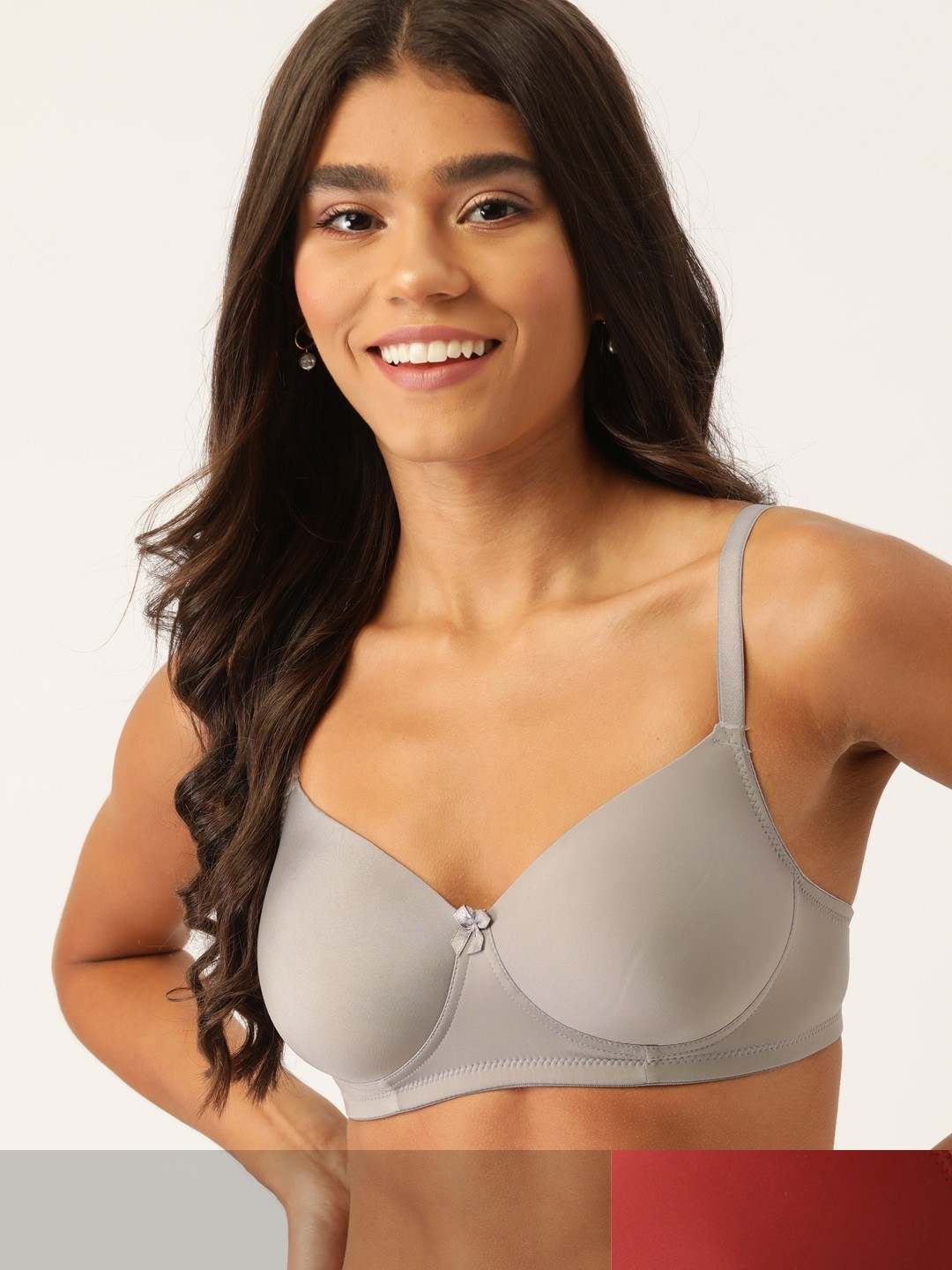 

DressBerry Pack Of 2 Solid Lightly Padded Medium Coverage T-shirt Bra, Grey