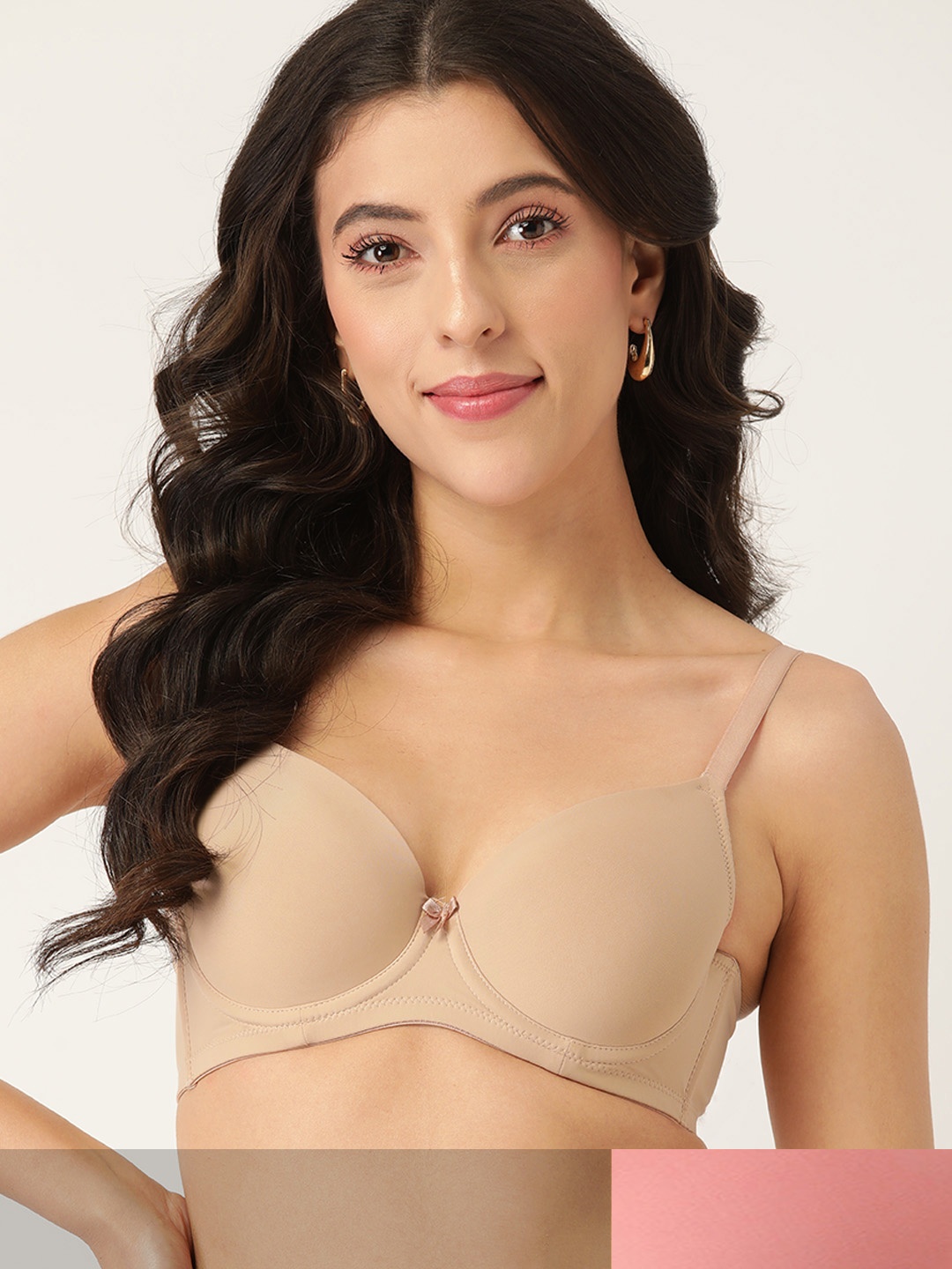 

DressBerry Pack of 2 Solid T-shirt Bras - Underwired Lightly Padded, Nude