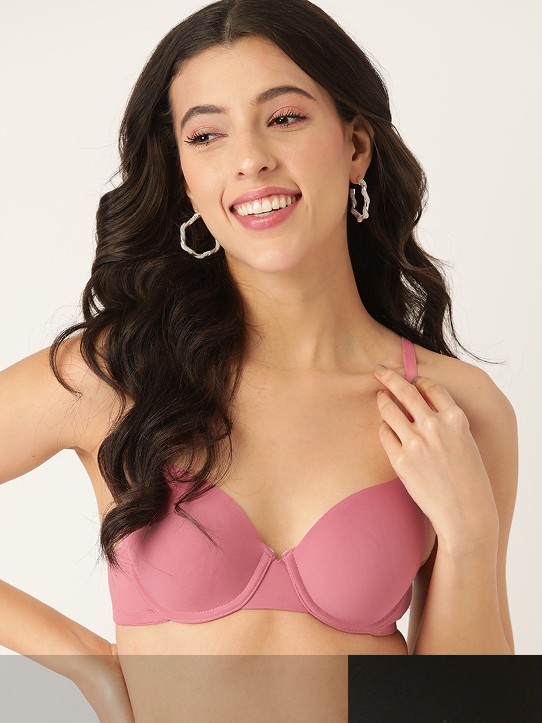 

DressBerry Pack of 2 Solid T-shirt Bras - Underwired Lightly Padded, Black