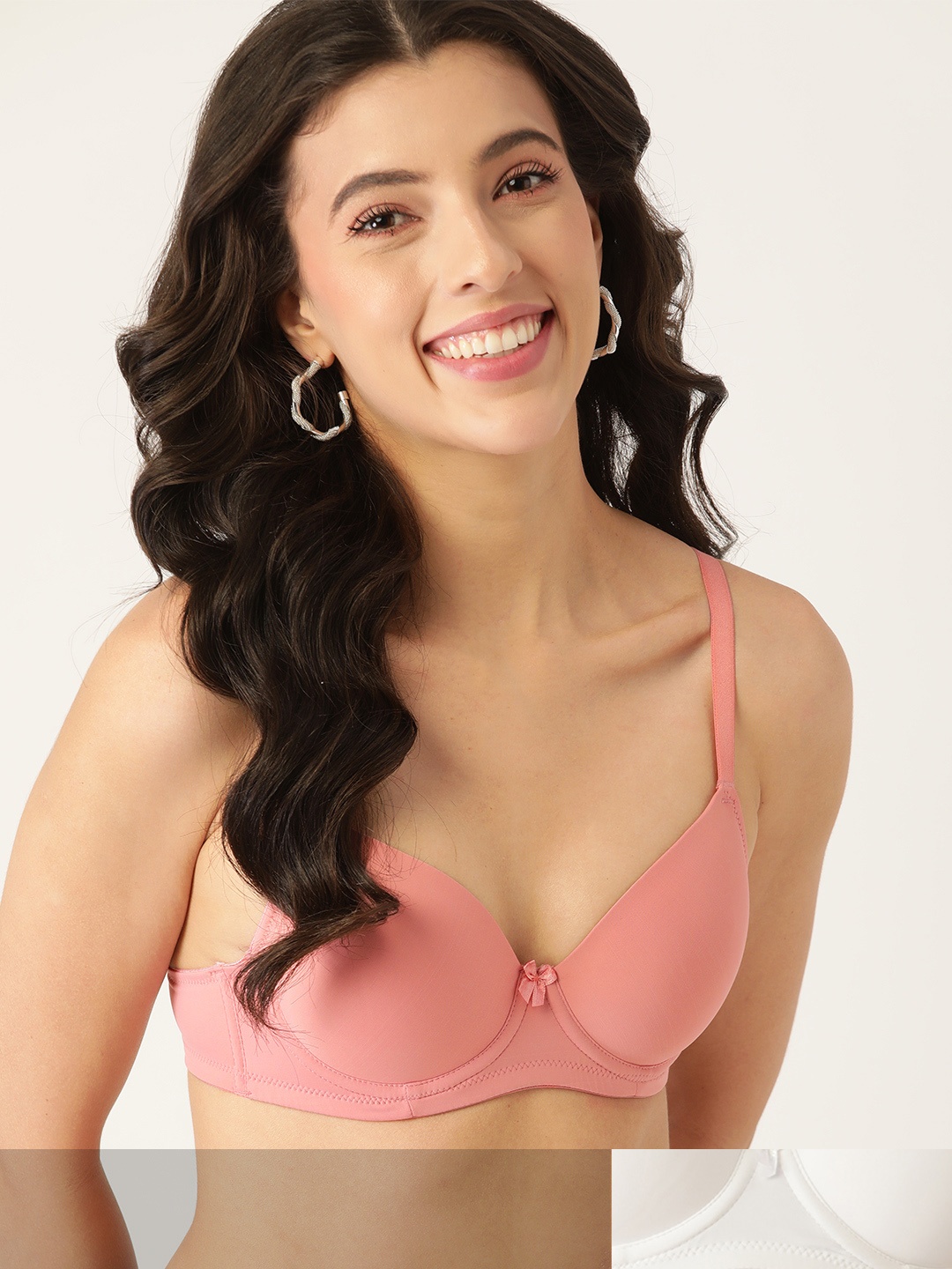 

DressBerry Pack of 2 Solid T-shirt Bras - Underwired Lightly Padded, White