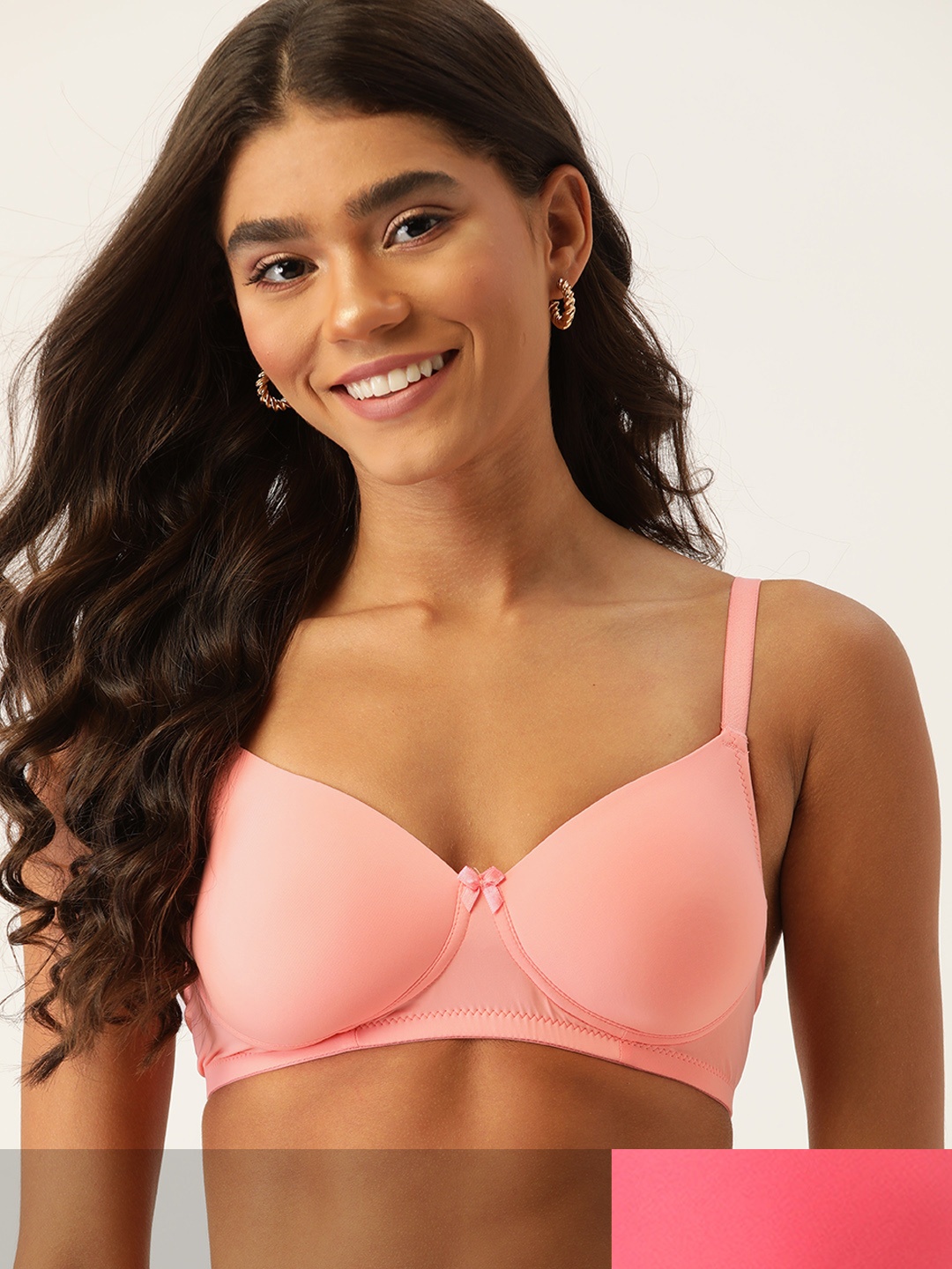 

DressBerry Pack of 2 Solid Lightly Padded Medium Coverage T-shirt Bra, Peach