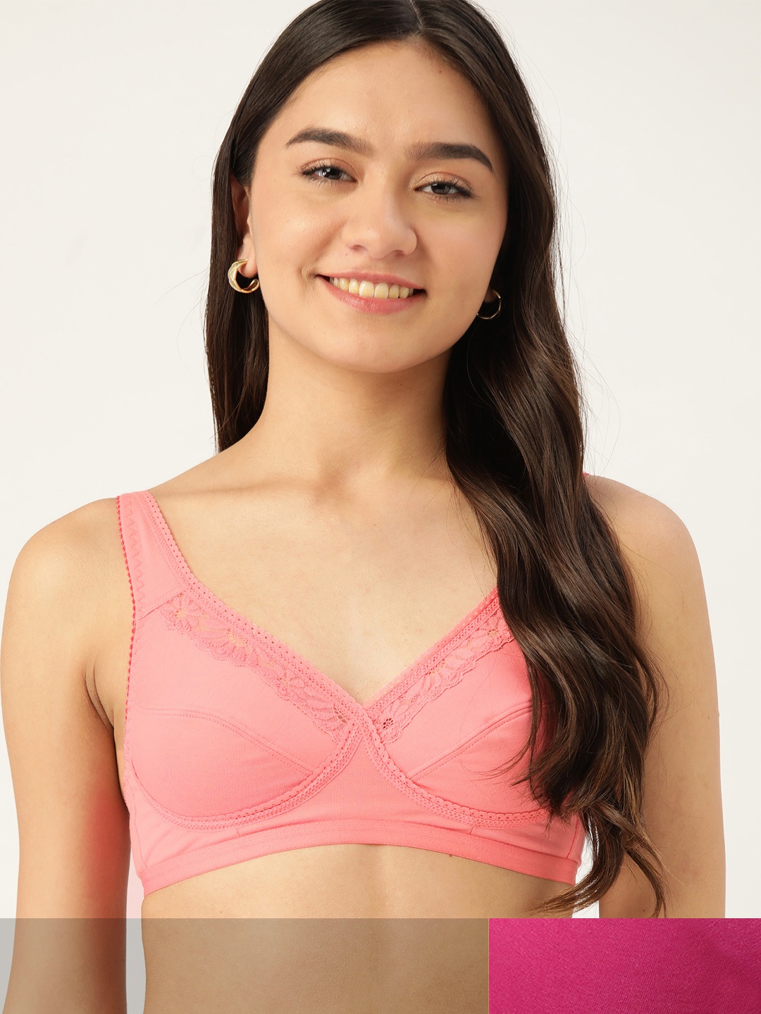 

DressBerry Pack of 2 Solid Everyday Bras, Magenta
