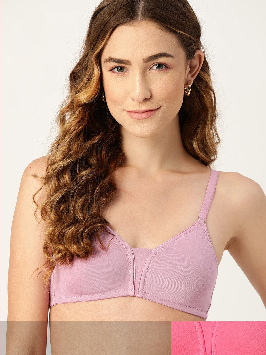 

DressBerry Pack of 2 Solid T-shirt Bras, Pink