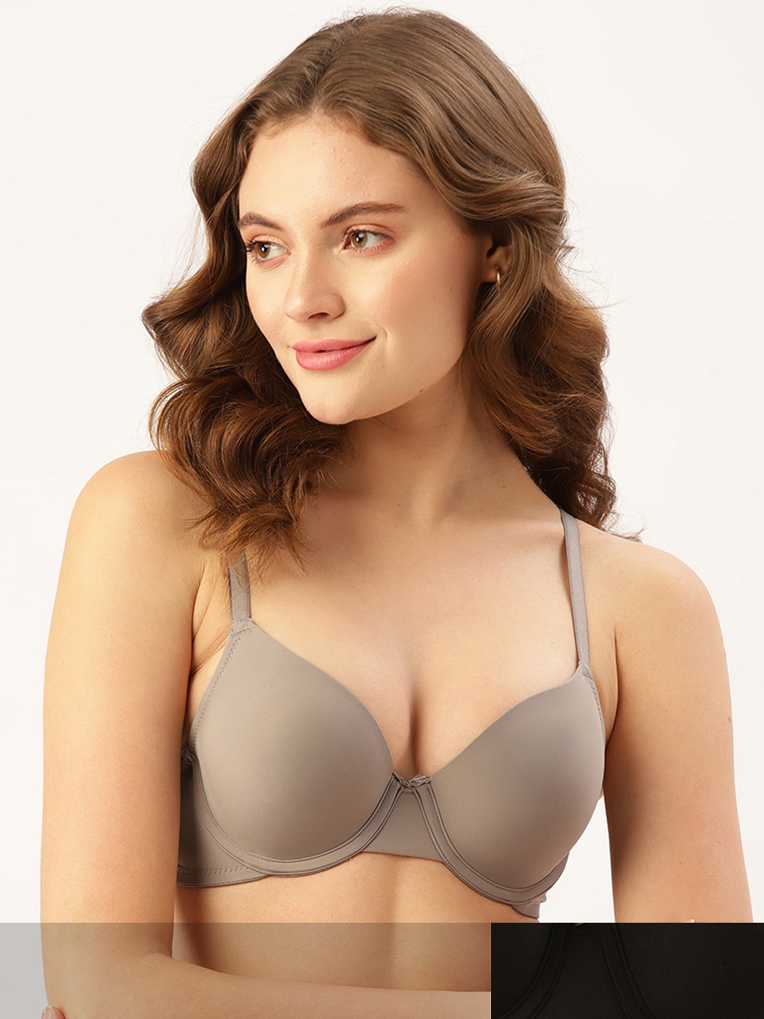 

DressBerry Women Pack of 2 Grey & Black Solid Underwired Lightly Padded Bra