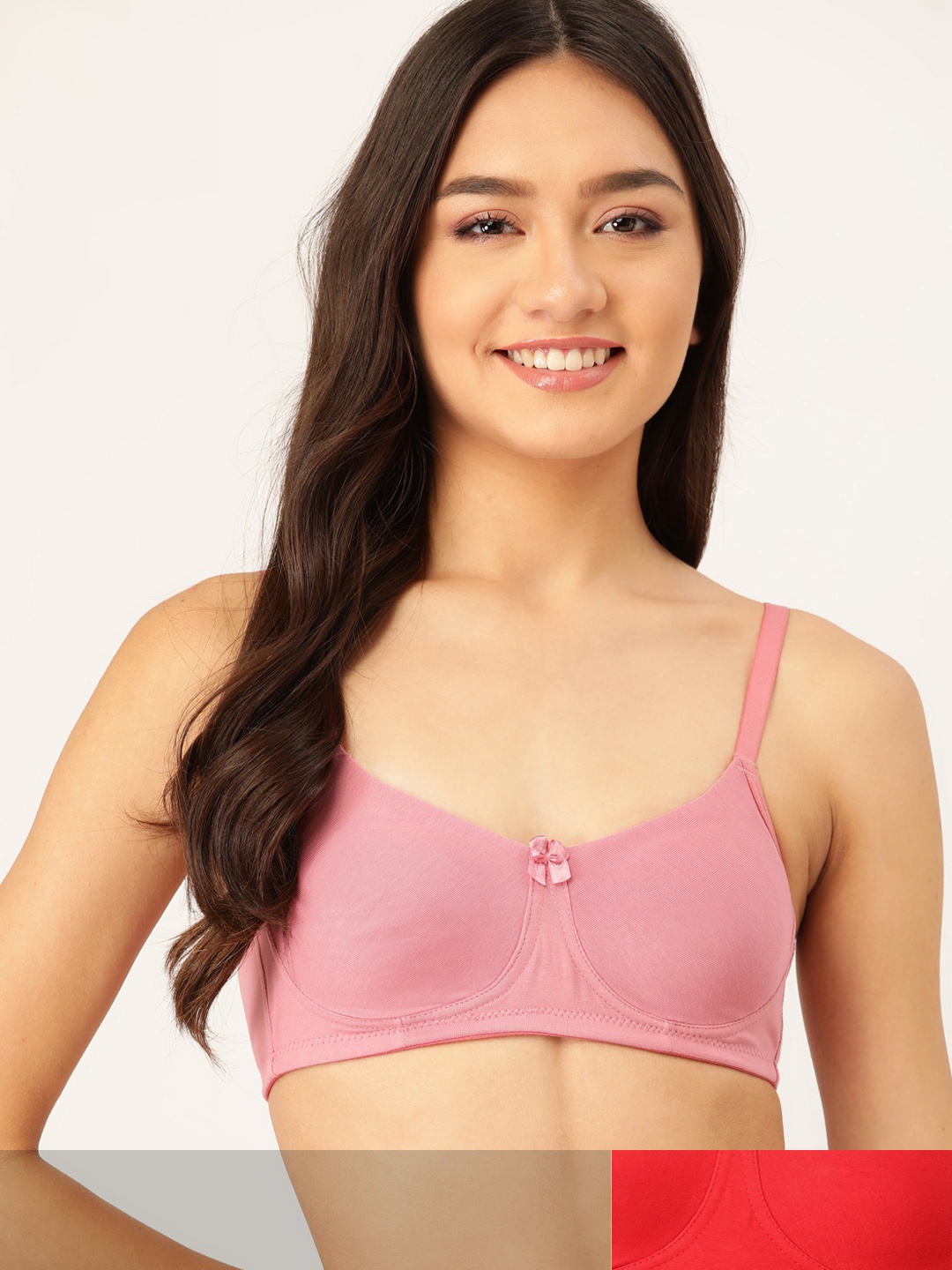 

DressBerry Pack Of 2 Solid T-shirt Bra, Red