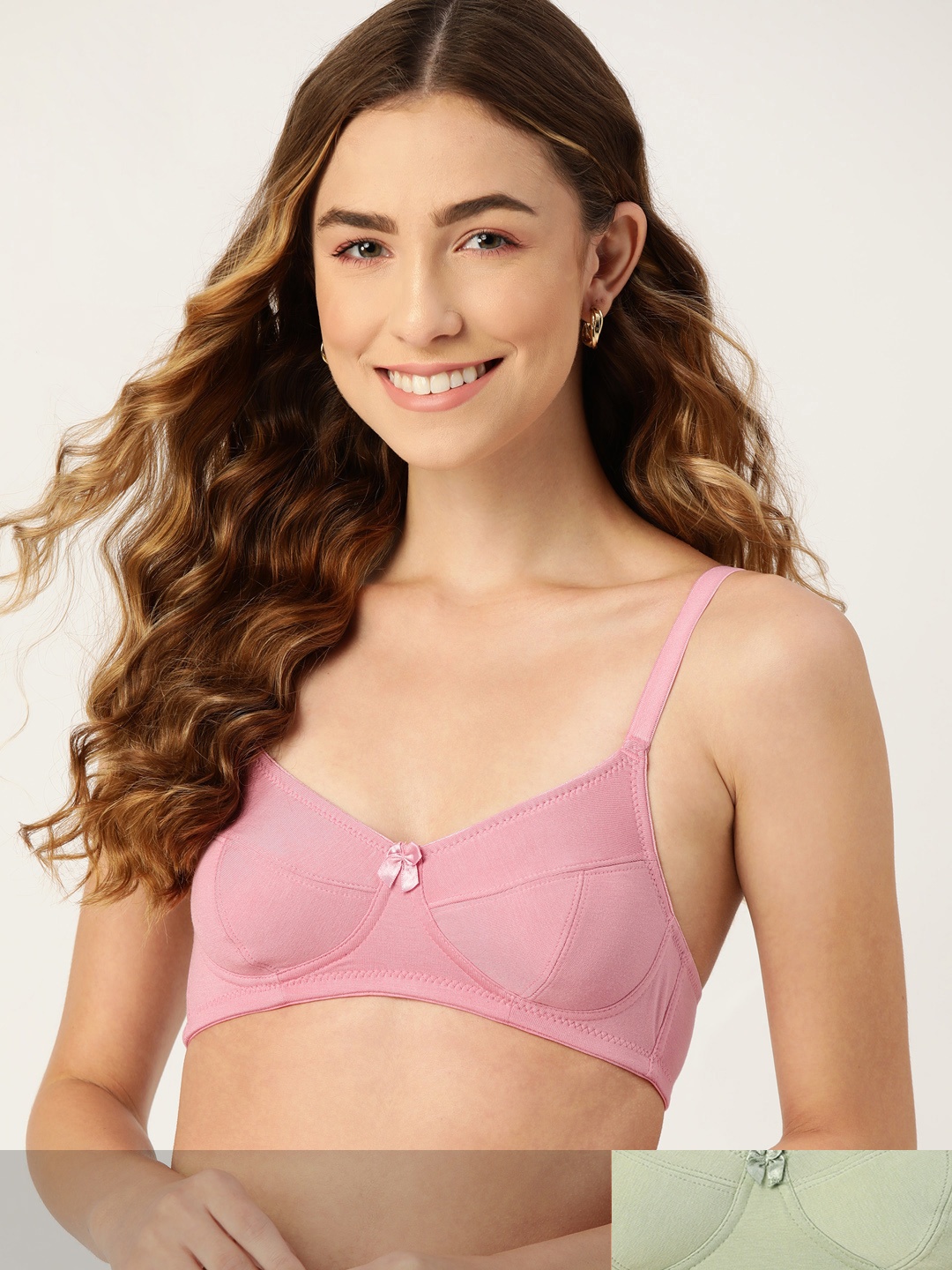 

DressBerry Pack of 2 Solid Everyday Bras, Pink