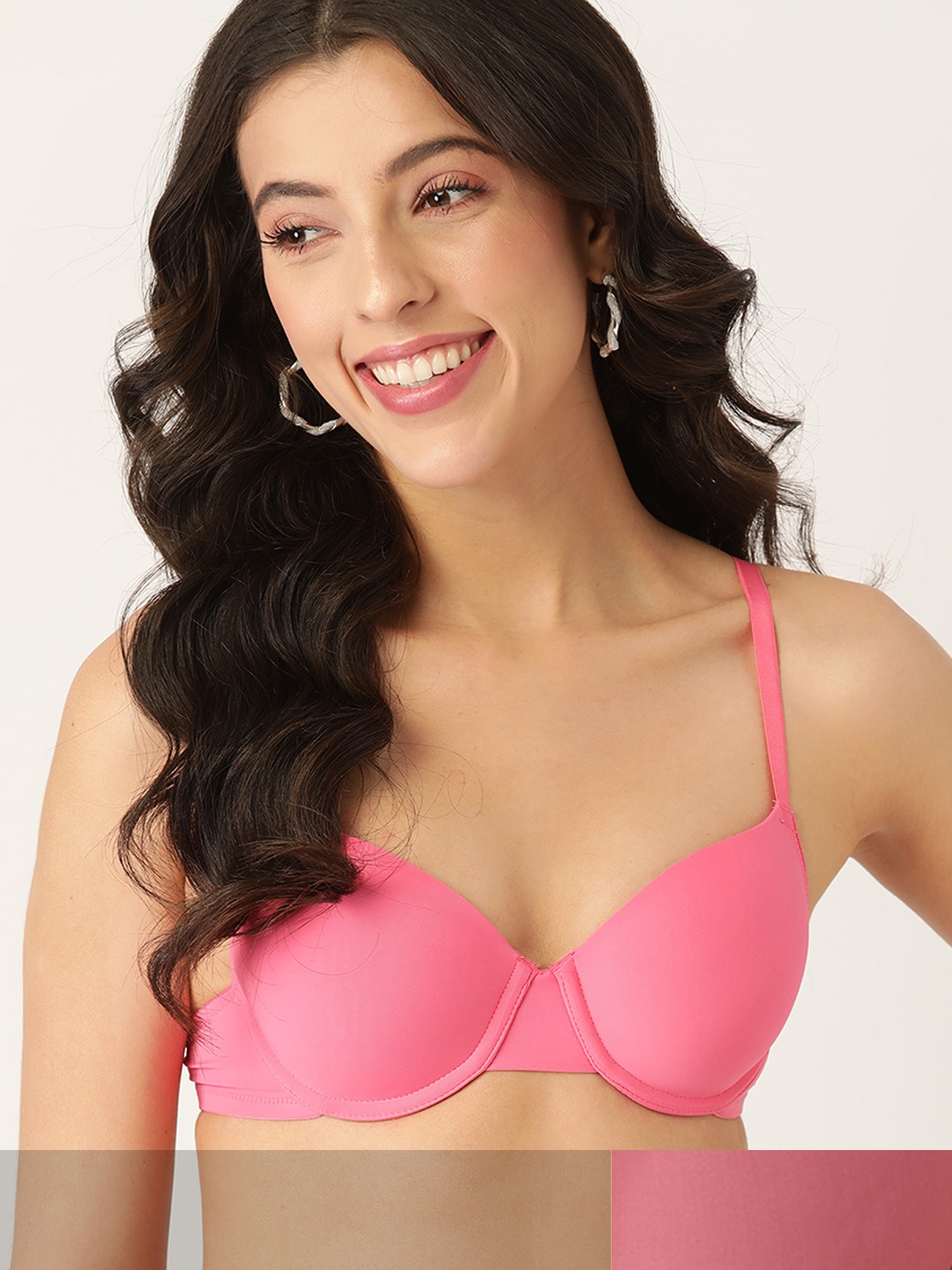 

DressBerry Pack of 2 Solid T-shirt Bras - Underwired Lightly Padded, Pink