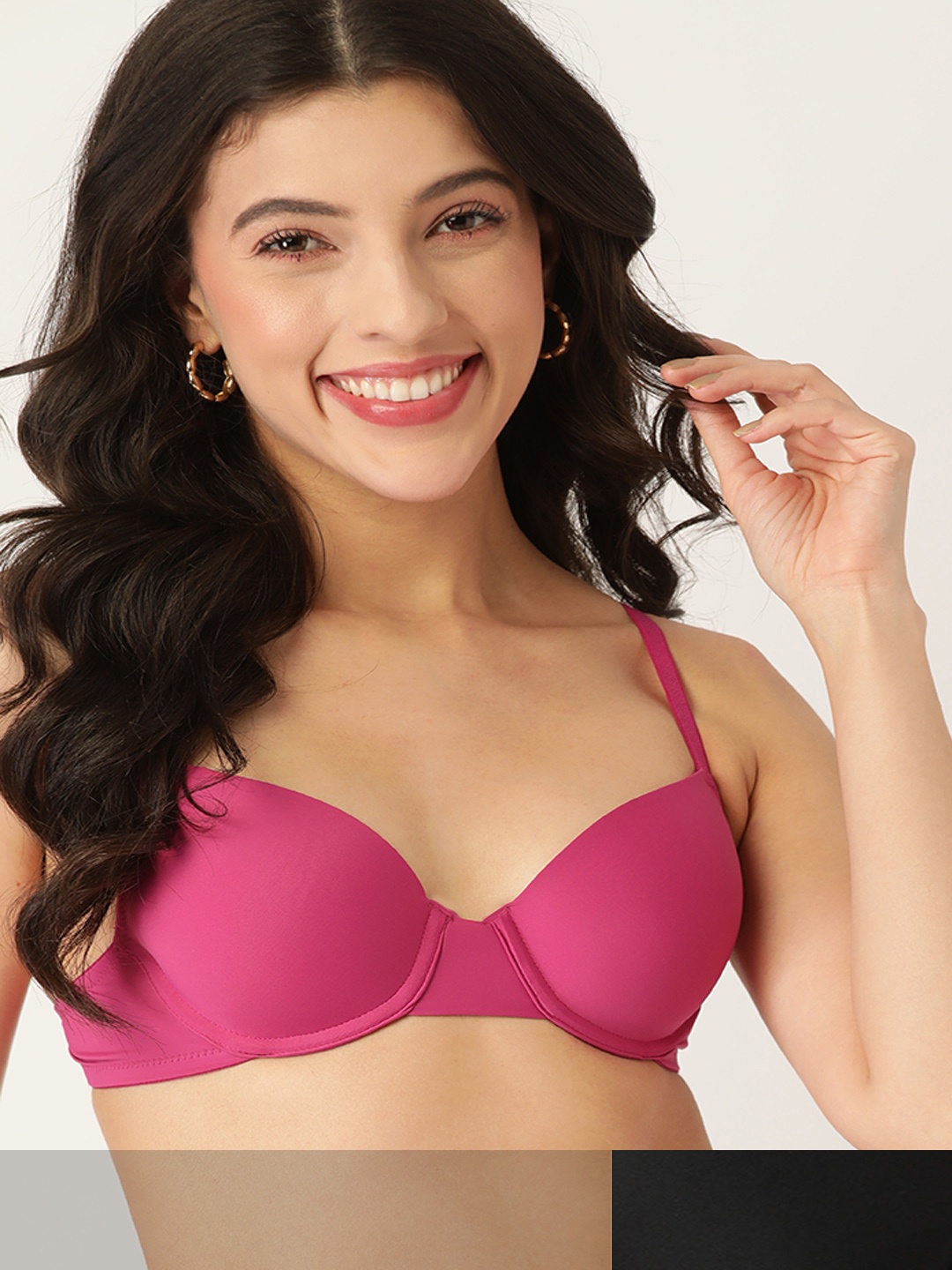 

DressBerry Pack Of Two Half Coverage Solid Lightly Padded Bra, Black