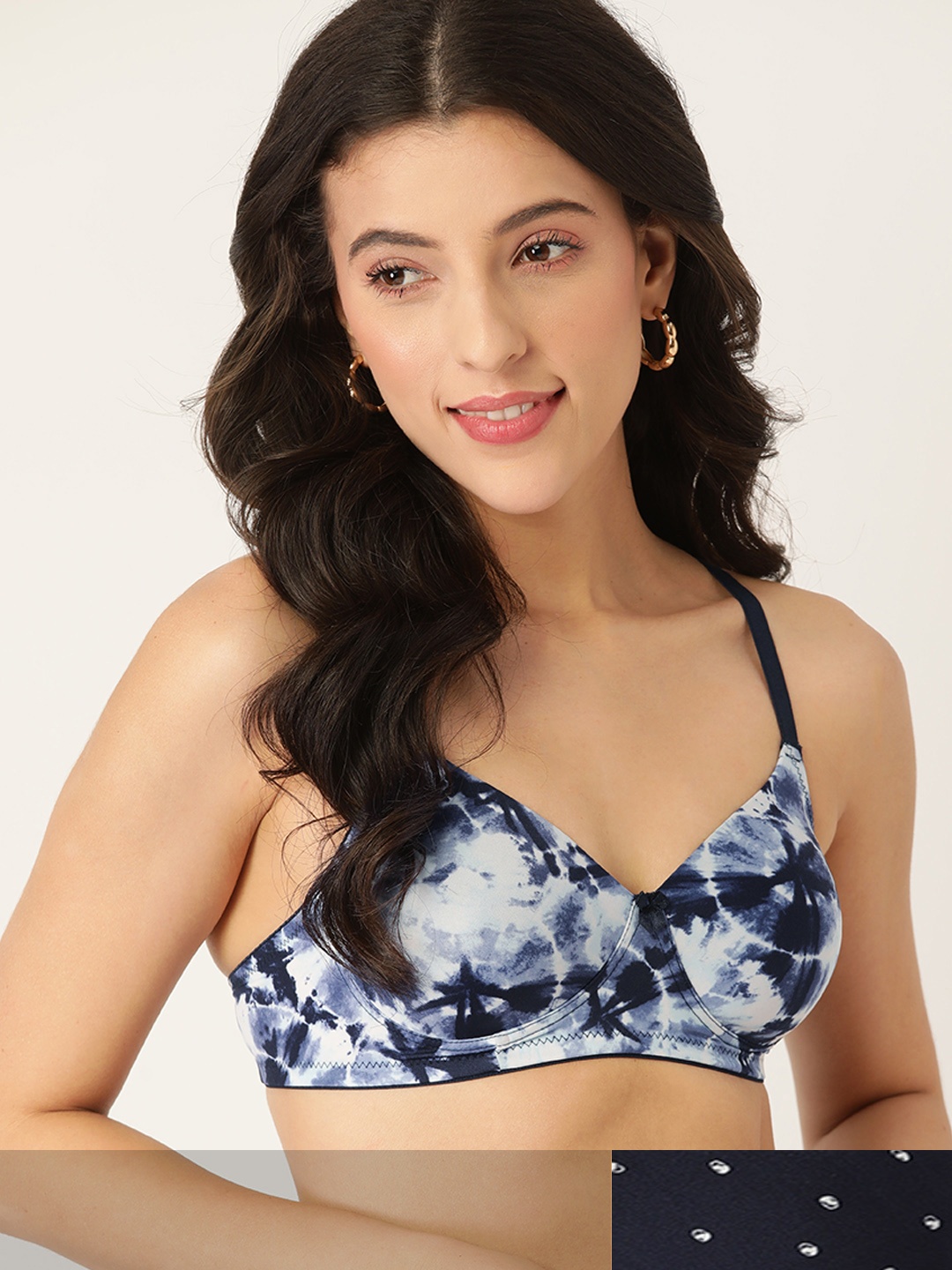 

DressBerry Pack Of Two Printed Medium Coverage Printed Lightly Padded Bra, Navy blue