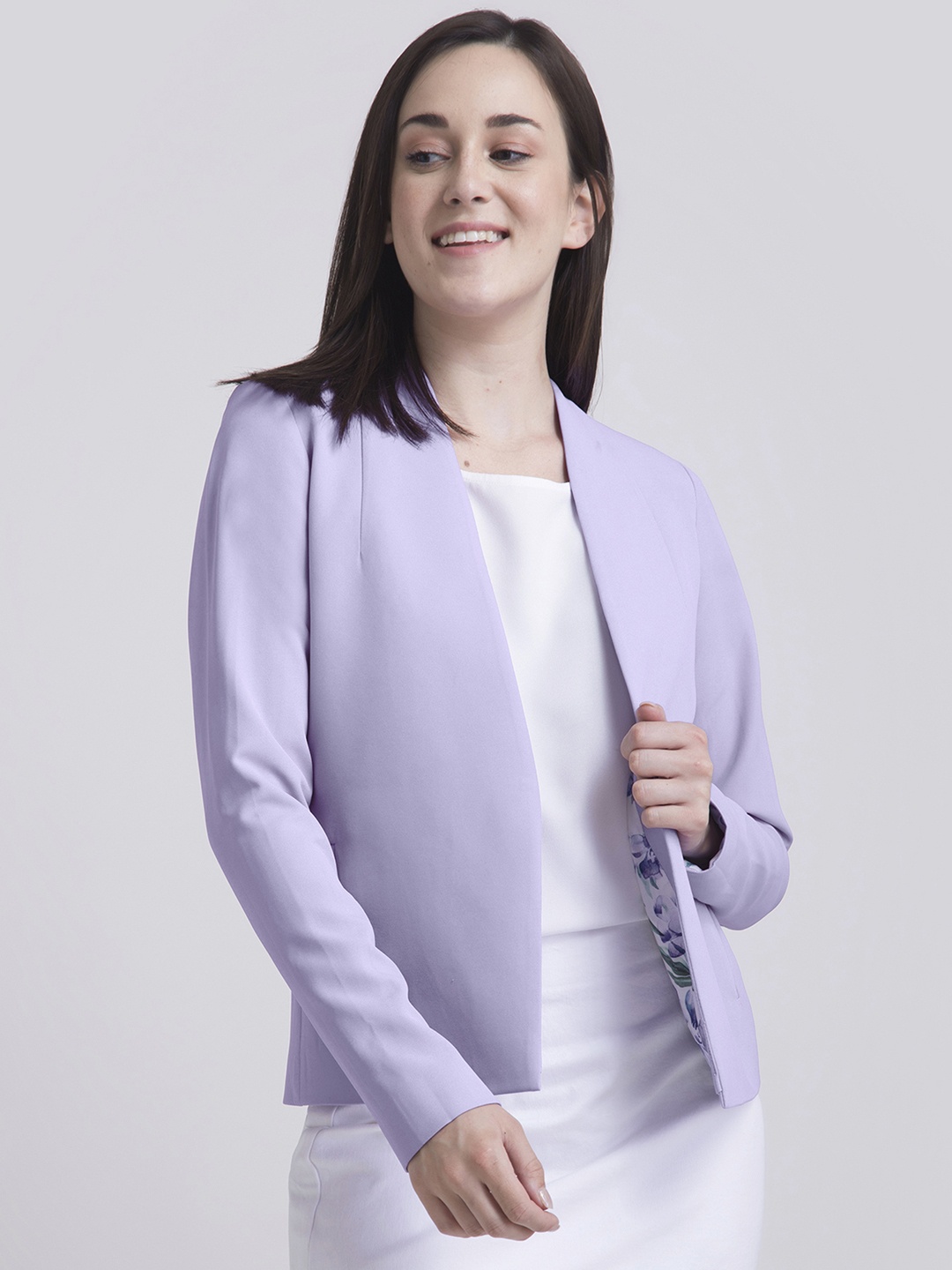 

FableStreet Women Purple Anti-Wrinkle and Stretchable Formal Blazer