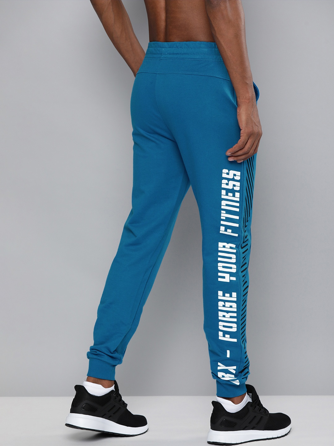 

HRX By Hrithik Roshan Men Blue Typographic Slim Rapid-Dry Antimicrobial Training Joggers