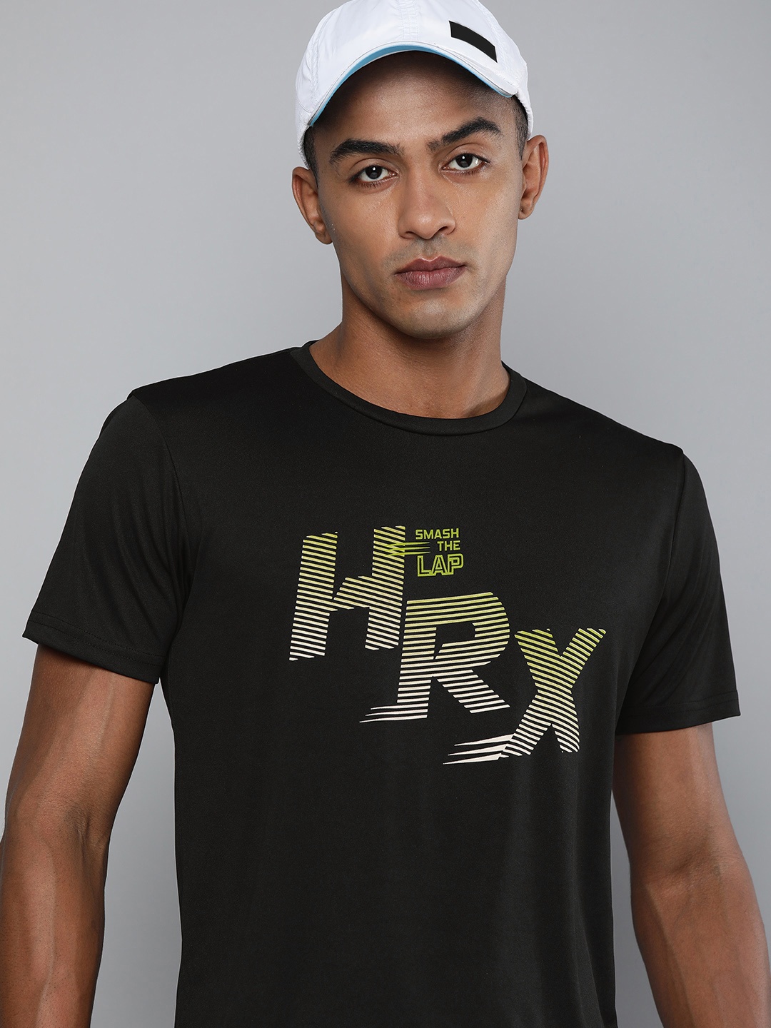 

HRX By Hrithik Roshan Men Black Brand Logo Printed Rapid-Dry Antimicrobial Running Tshirt