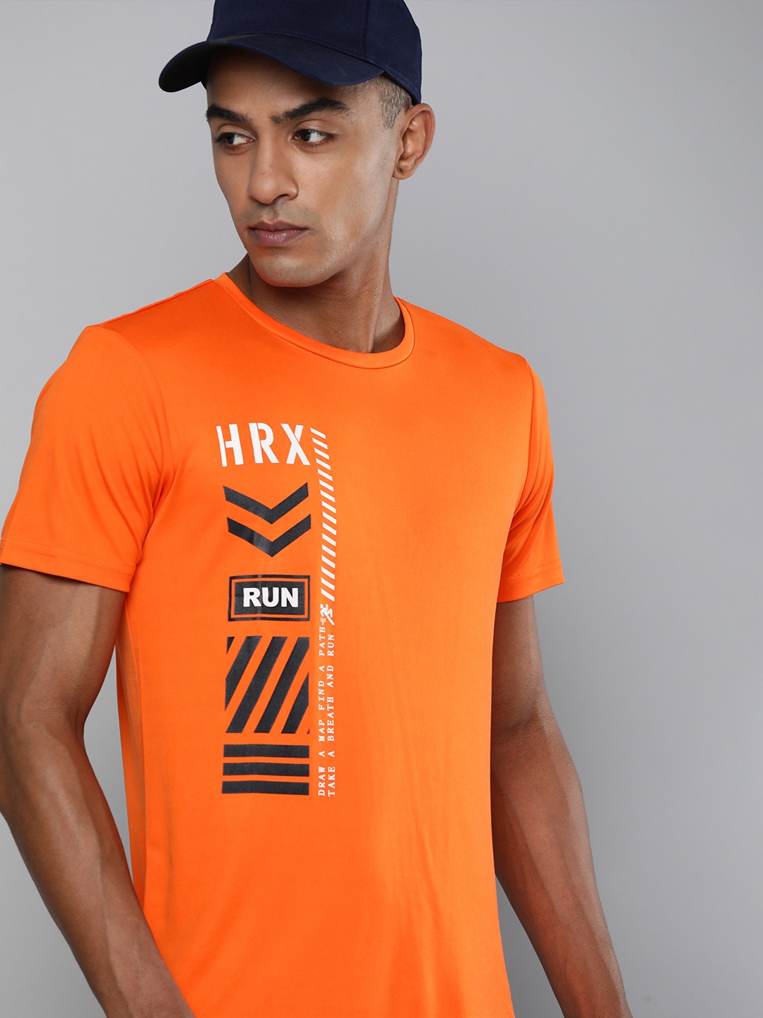 

HRX By Hrithik Roshan Men Koi Solid Rapid-Dry Antimicrobial Running Tshirt, Orange