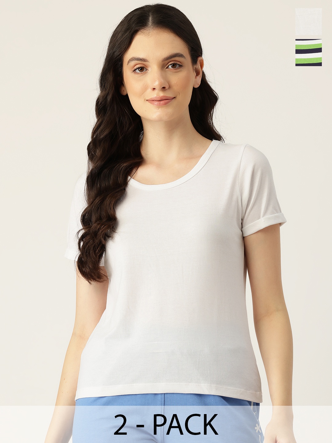 

ETC Pack of 2 Women Lounge T Shirts, Multi
