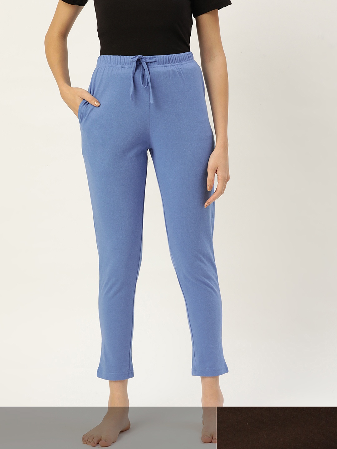 

ETC Women Pack Of 2 Solid Lounge Pants, Blue