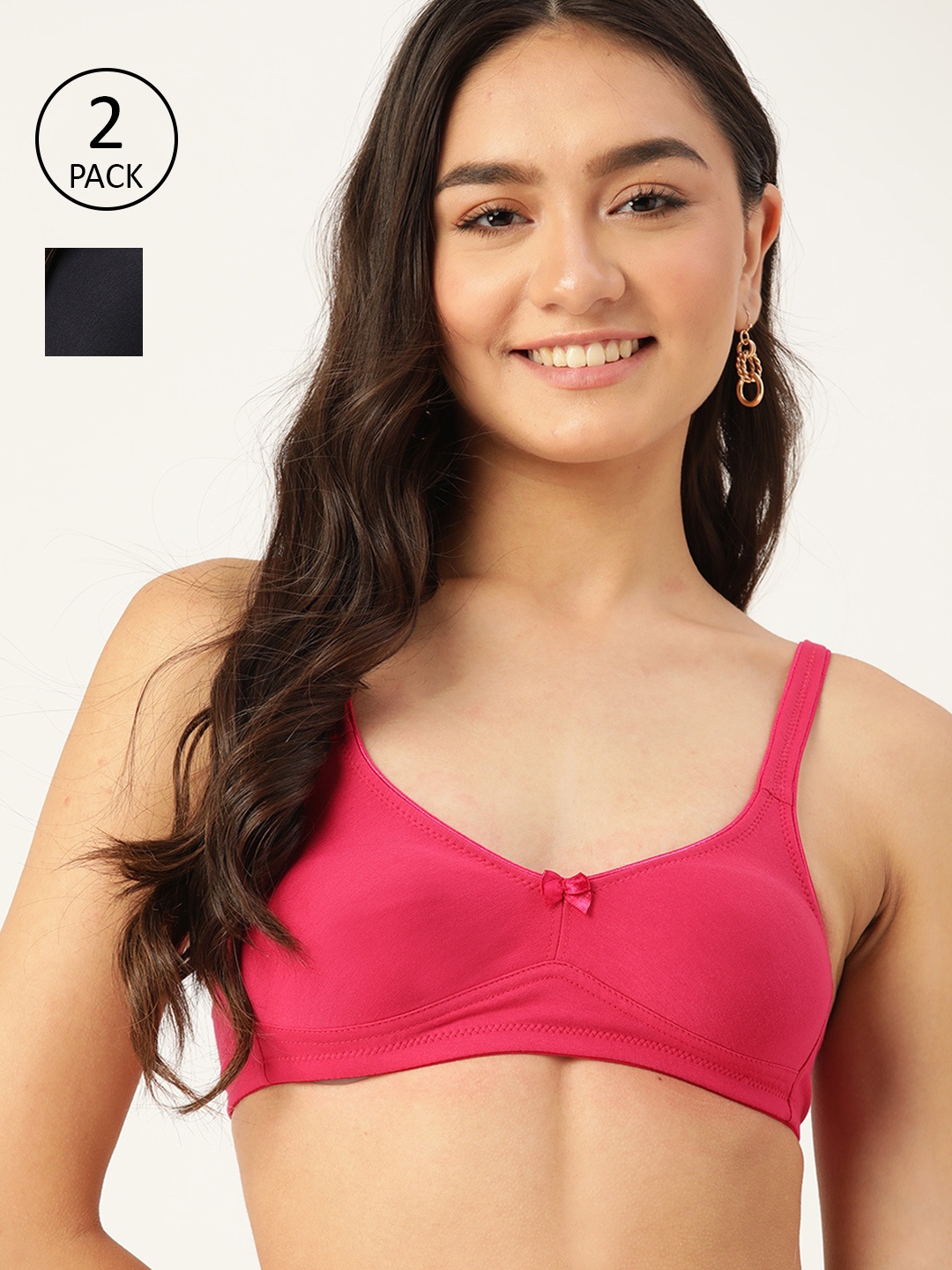 

DressBerry Pack Of 2 Solid T-shirt Bra, Pink