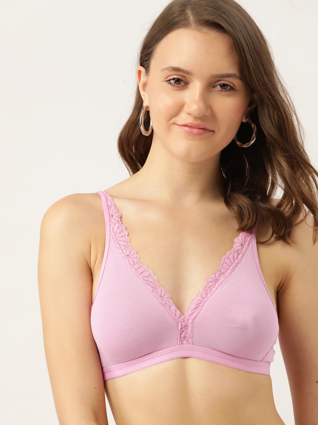 

DressBerry Women Lavender Solid Lace-Detail T-shirt Bra